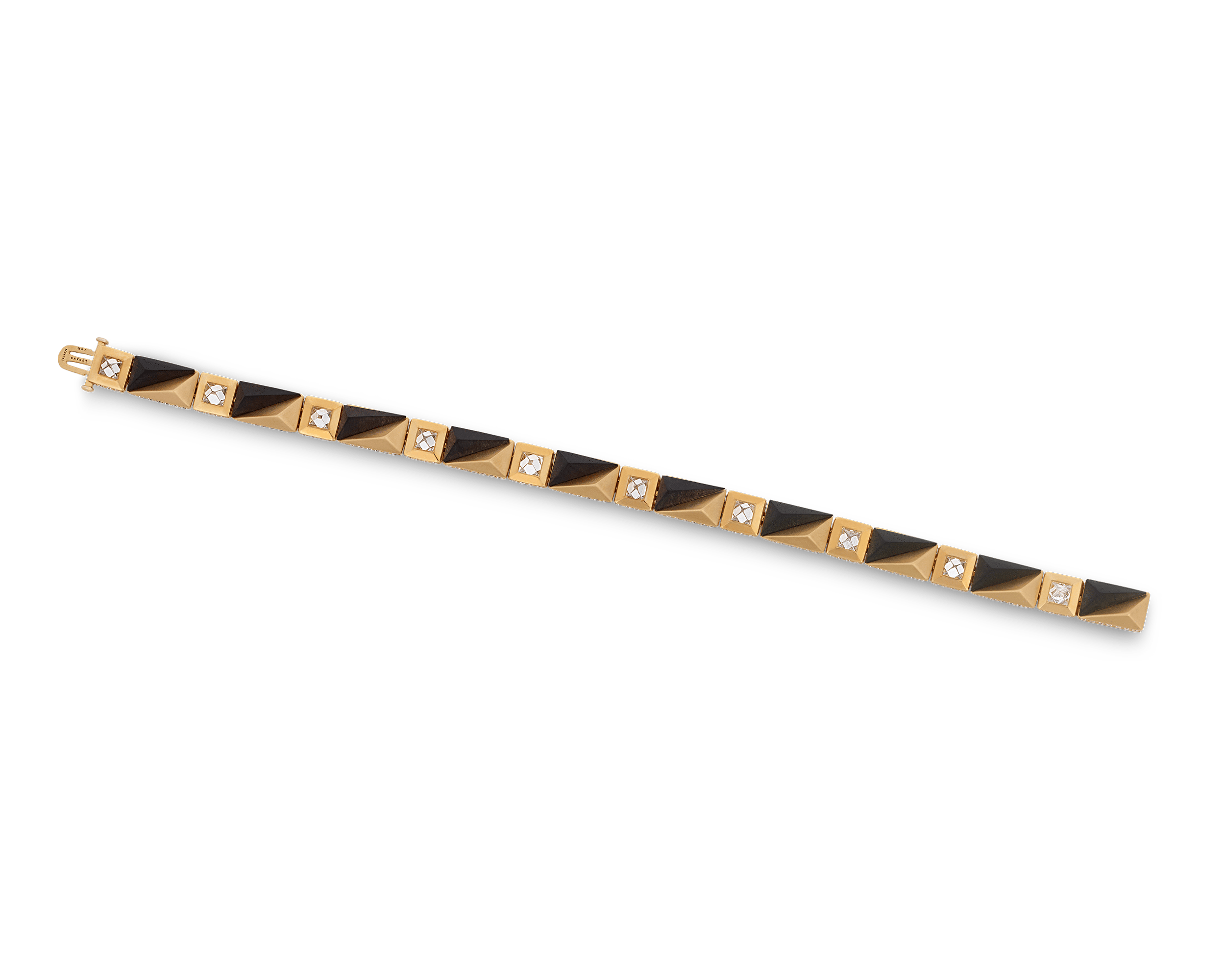 Diamond, Gold and Ebony Wood Bracelet, 7.23 Carats