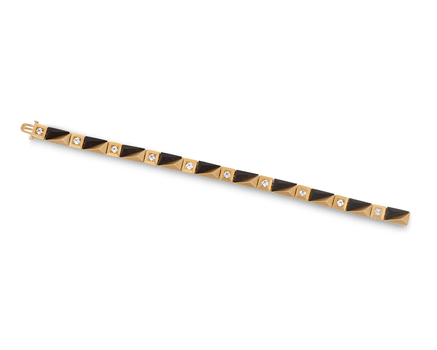 Diamond, Gold and Ebony Wood Bracelet, 7.23 Carats