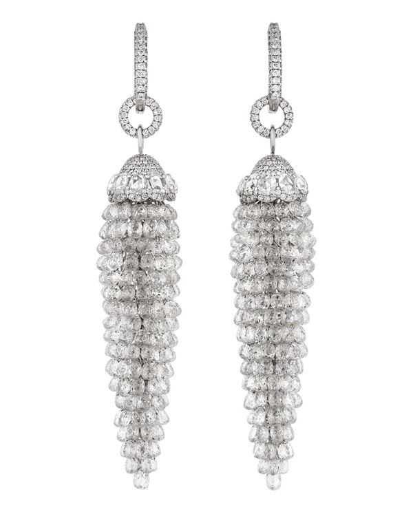Briolette Diamond Chandelier Earrings, 43.03 Carats