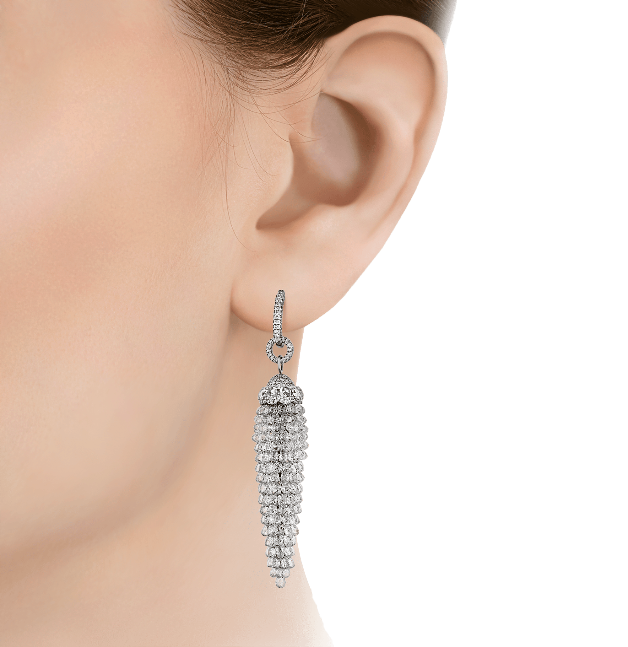 Briolette Diamond Chandelier Earrings, 43.03 Carats