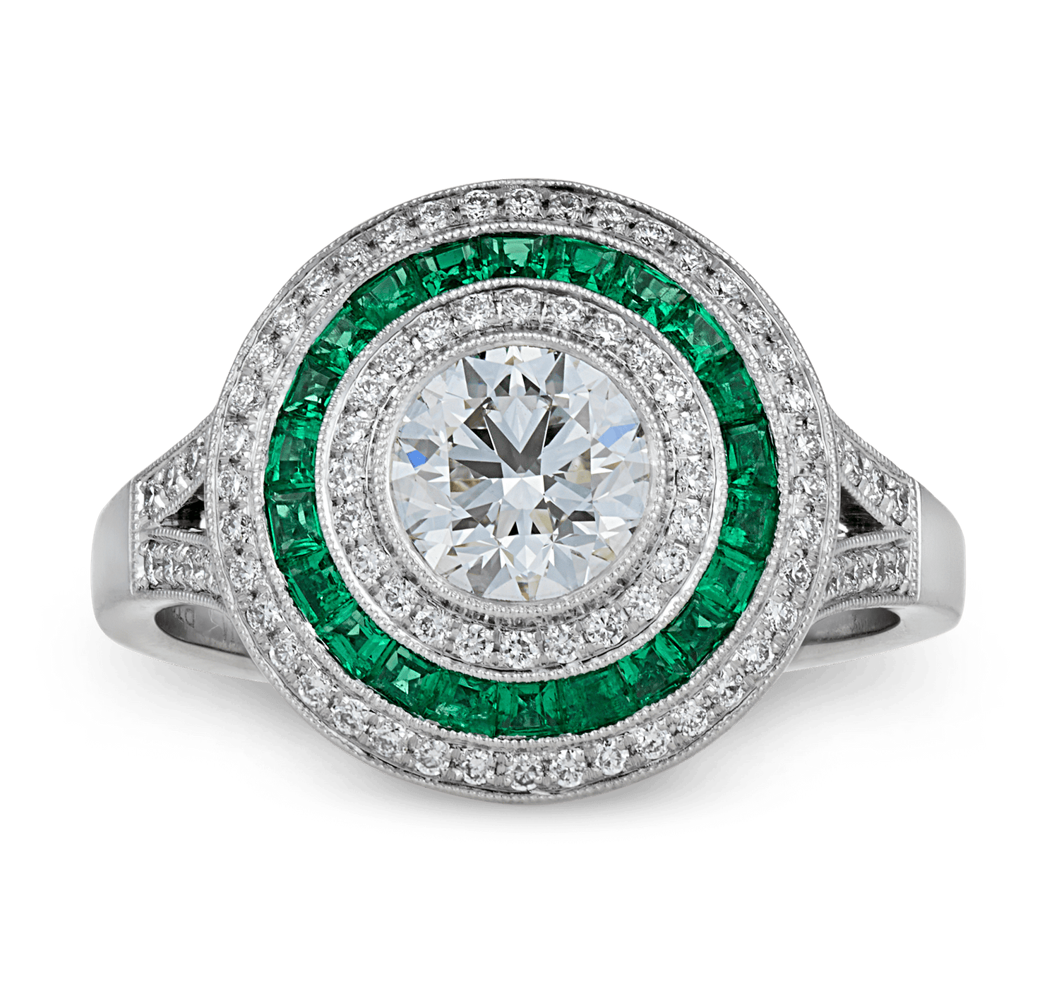 Art Deco-Style Diamond and Emerald Ring