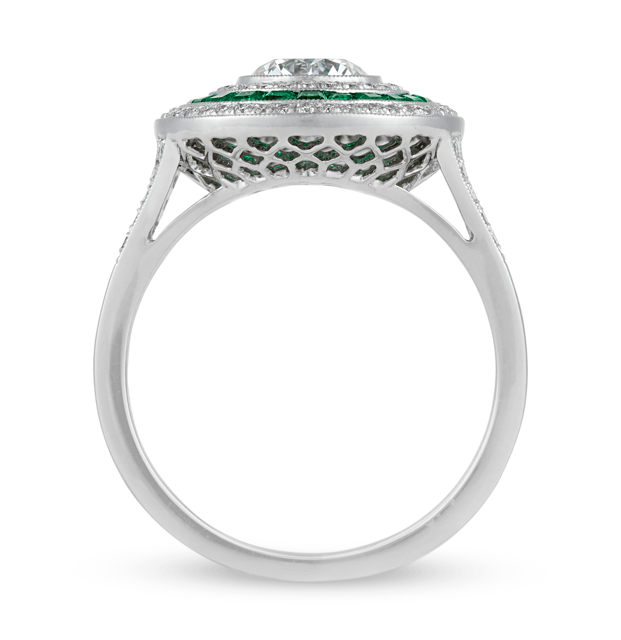 Art Deco-Style Diamond and Emerald Ring