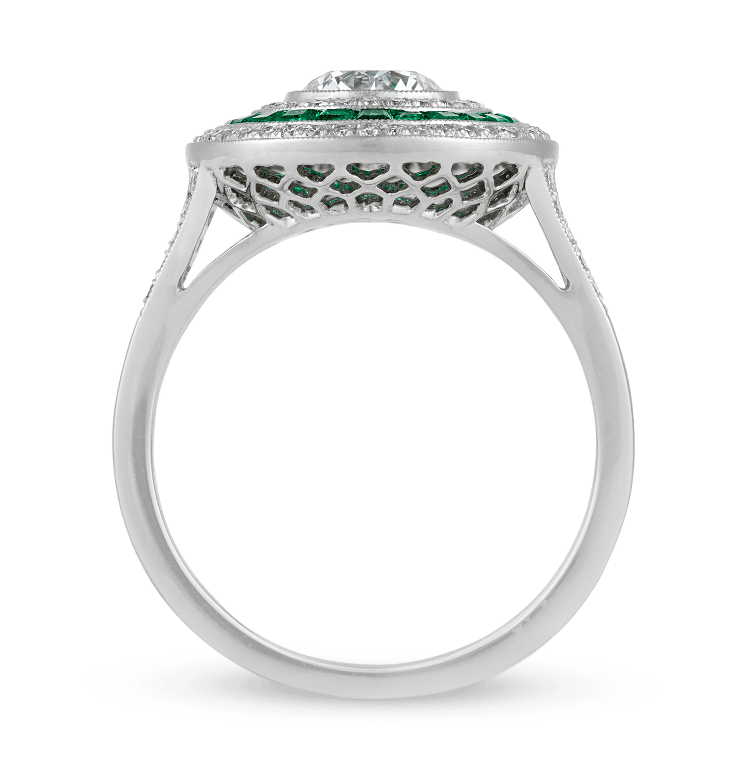 Art Deco-Style Diamond and Emerald Ring