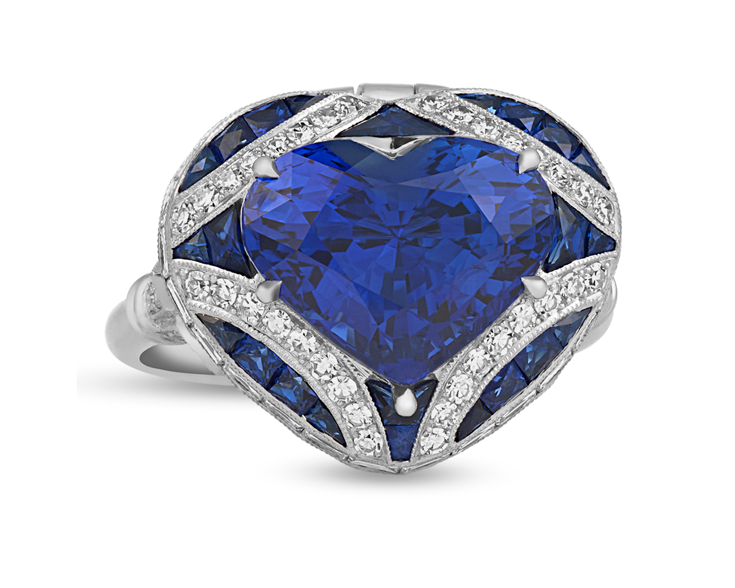 Heart Shaped Sapphire Convertible Pendant Ring, 6.46 Carats