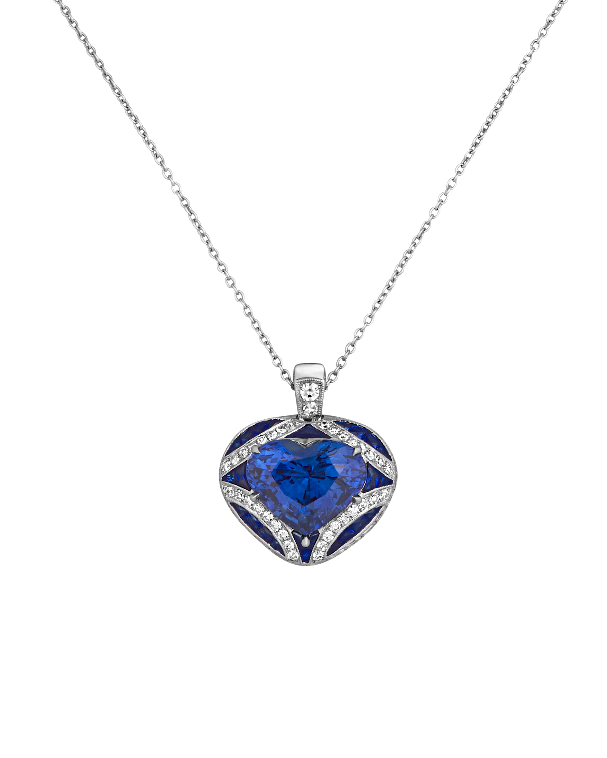 Heart Shaped Sapphire Convertible Pendant Ring, 6.46 Carats
