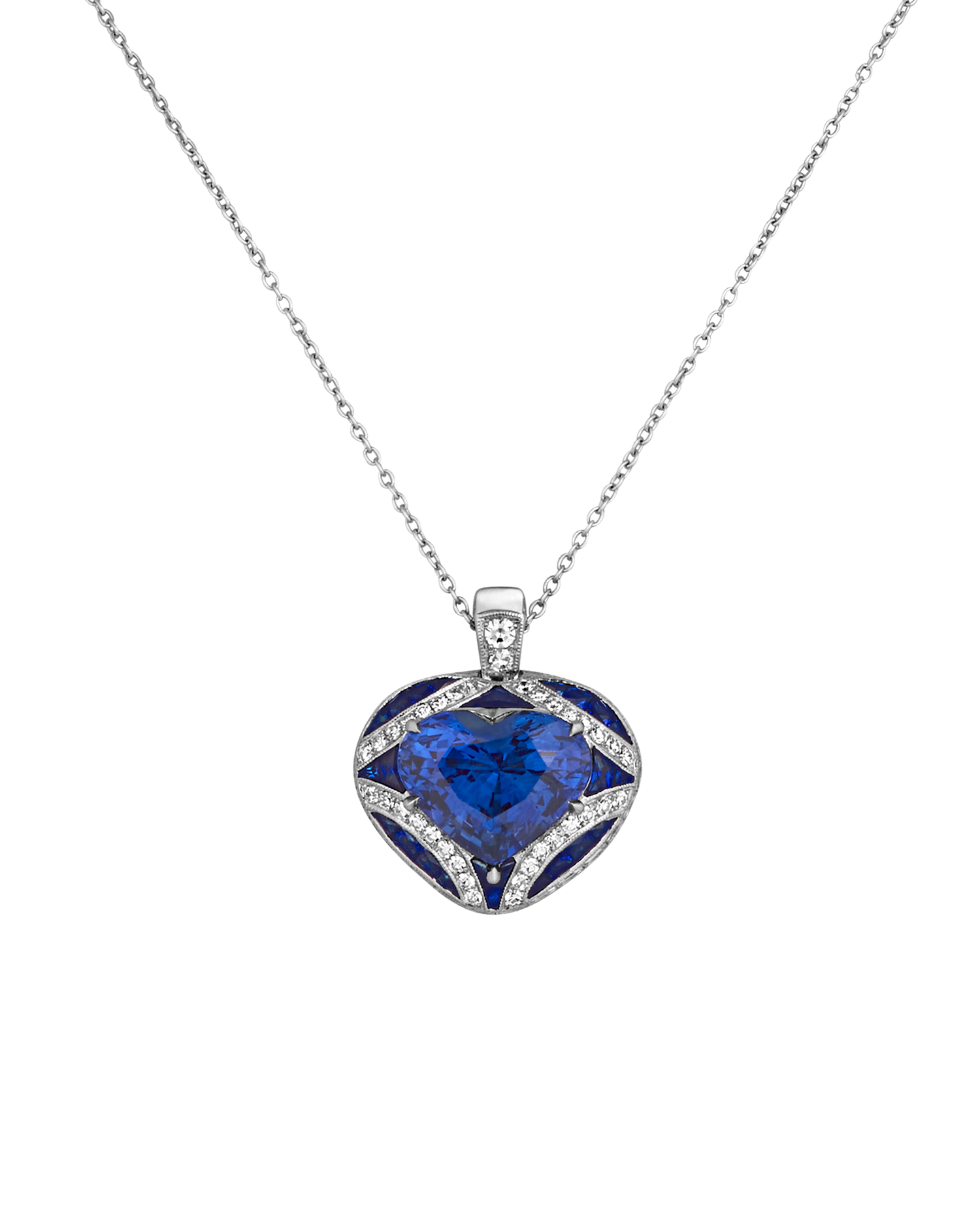 Heart Shaped Sapphire Convertible Pendant Ring, 6.46 Carats