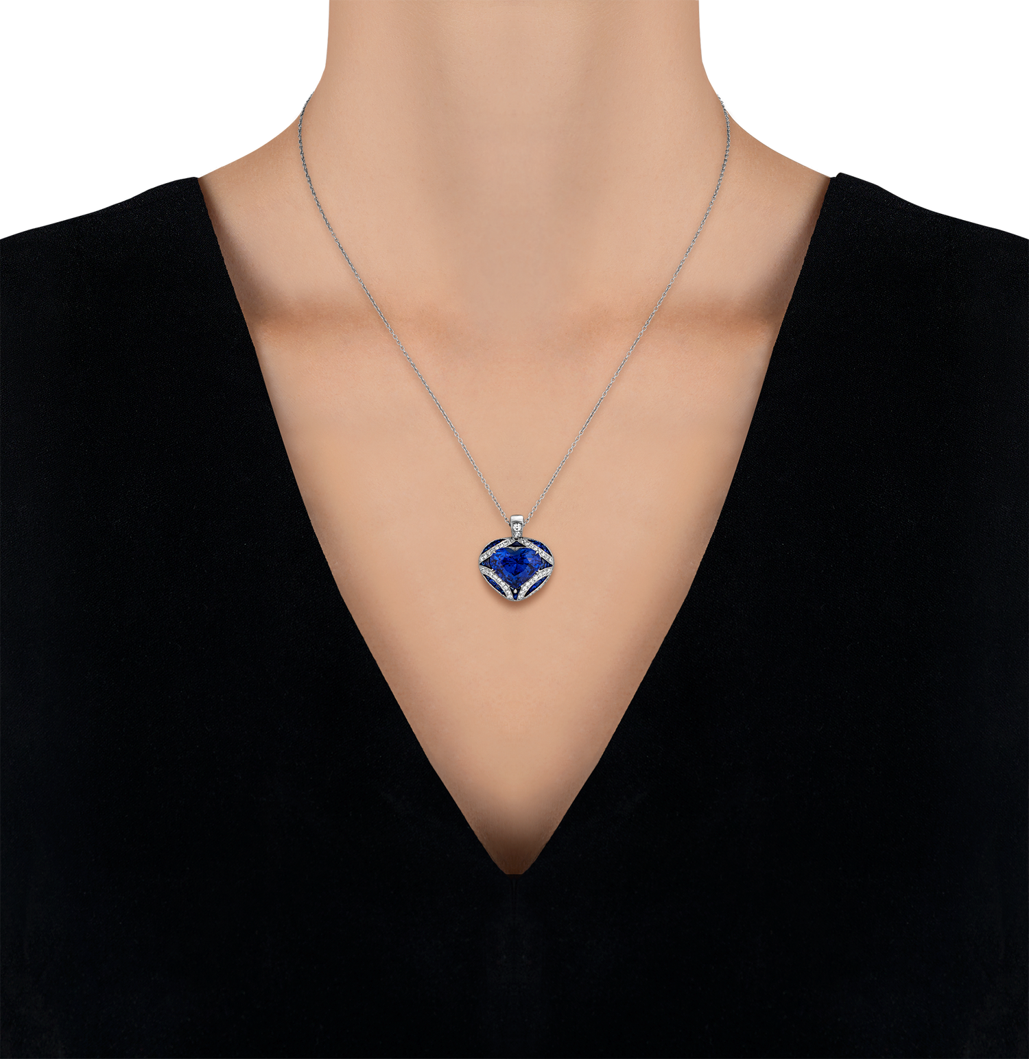 Heart Shaped Sapphire Convertible Pendant Ring, 6.46 Carats