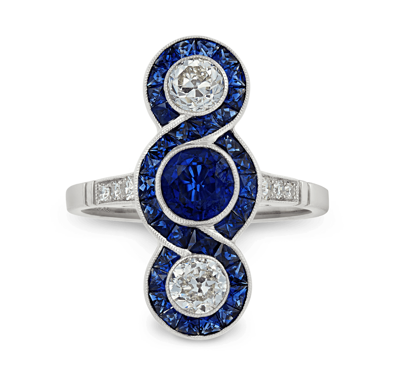Sapphire and Diamond Stoplight Ring
