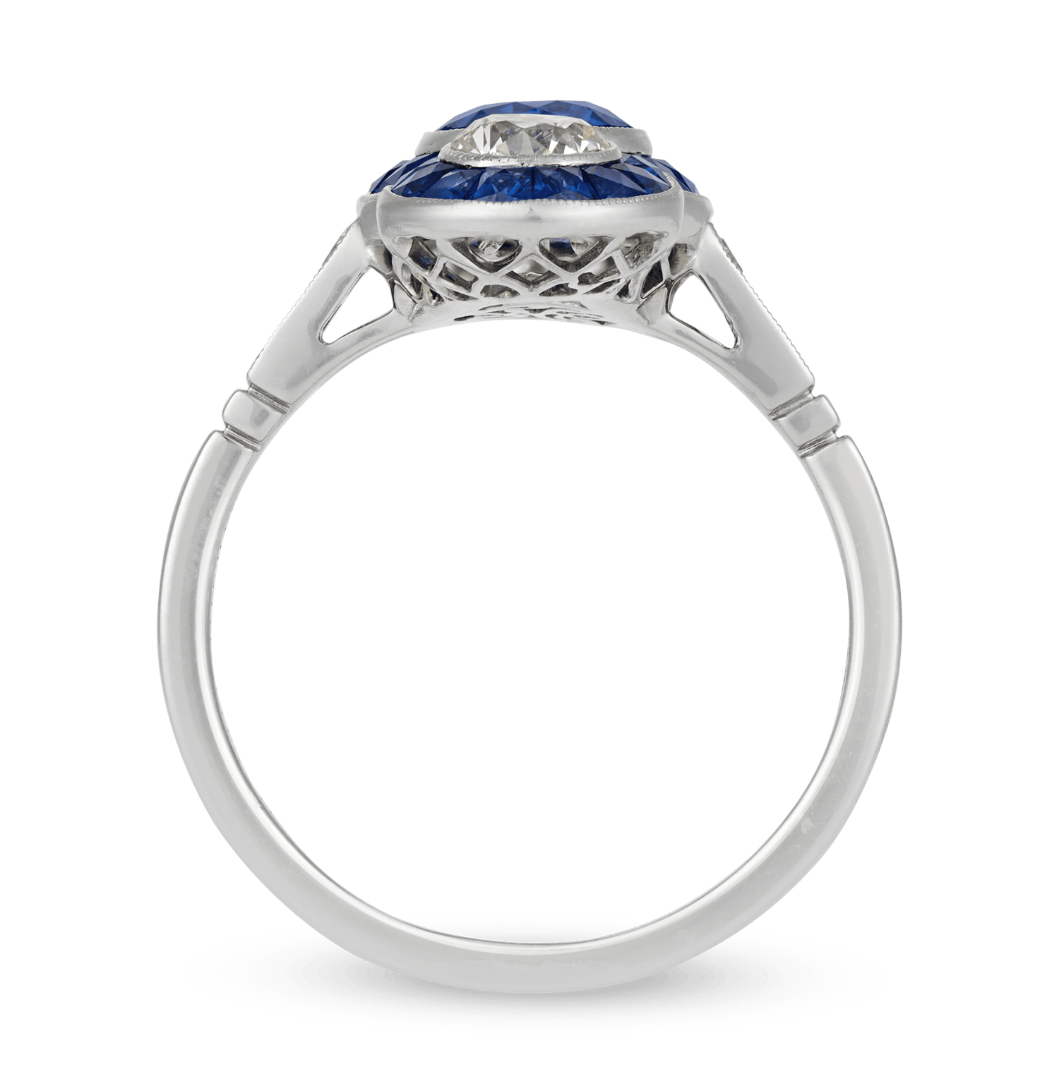 Sapphire and Diamond Stoplight Ring