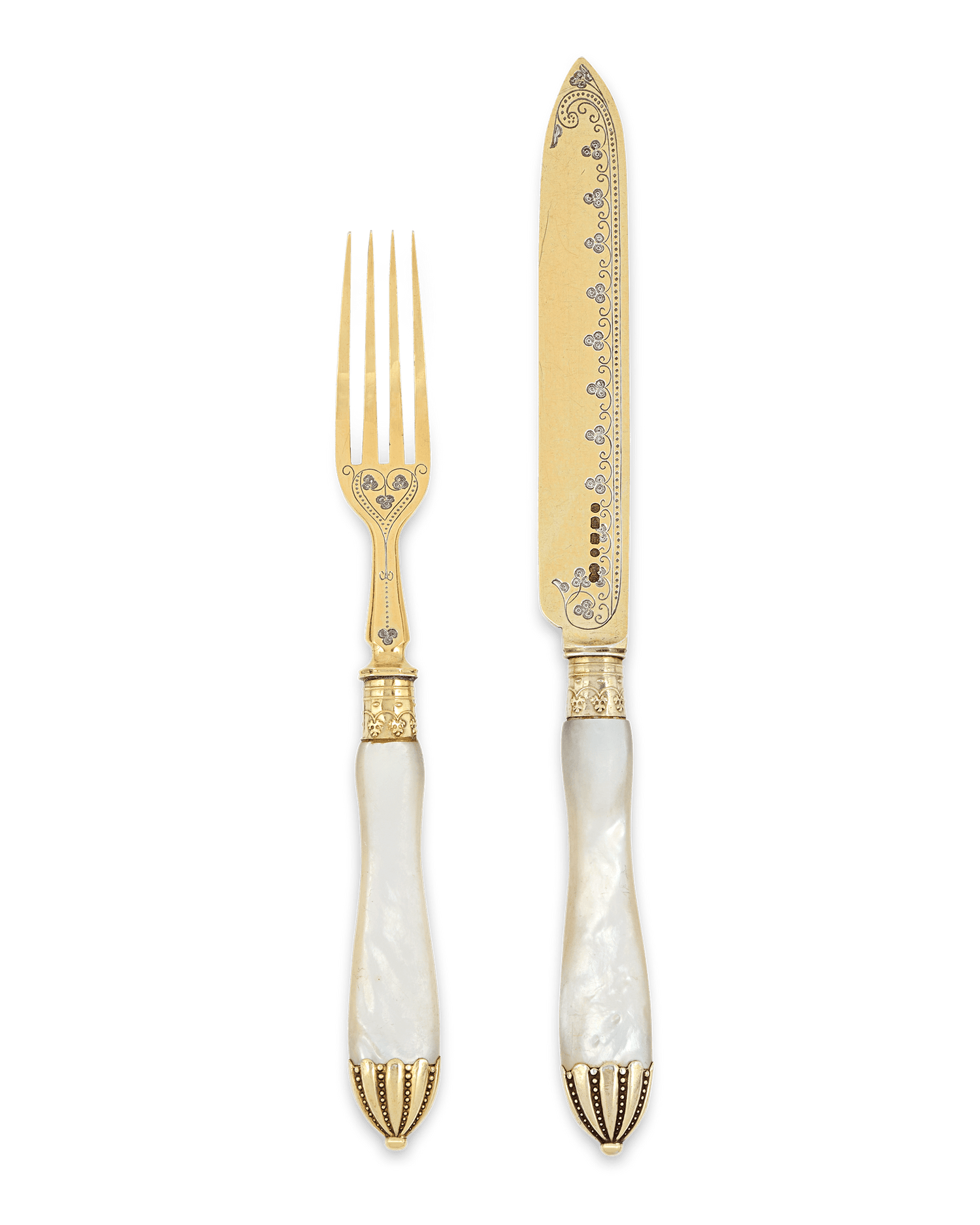 Victorian Silver-Gilt and Mother-of-Pearl Fruit Service by Elkington & Co.