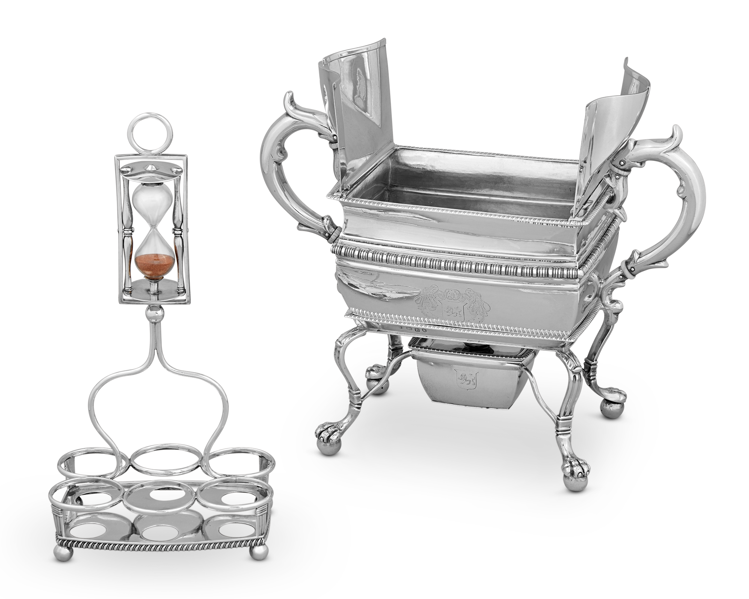 Georgian Silver Egg Coddler with Hourglass by Thomas Radcliffe