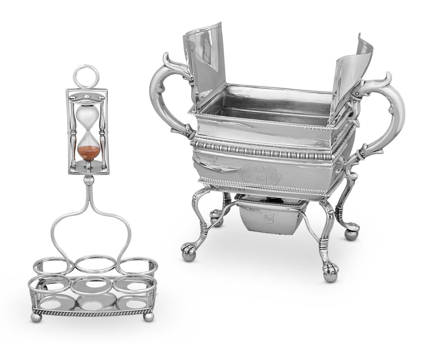 Georgian Silver Egg Coddler with Hourglass by Thomas Radcliffe