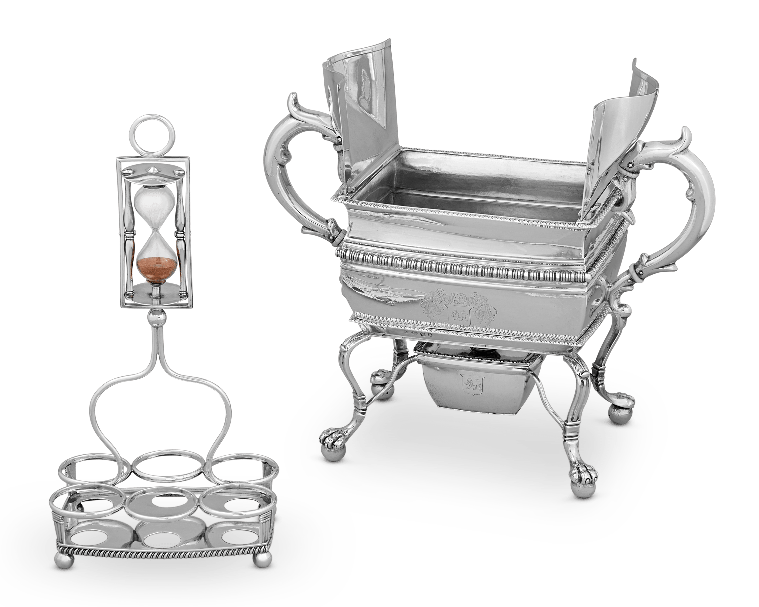 Georgian Silver Egg Coddler with Hourglass by Thomas Radcliffe