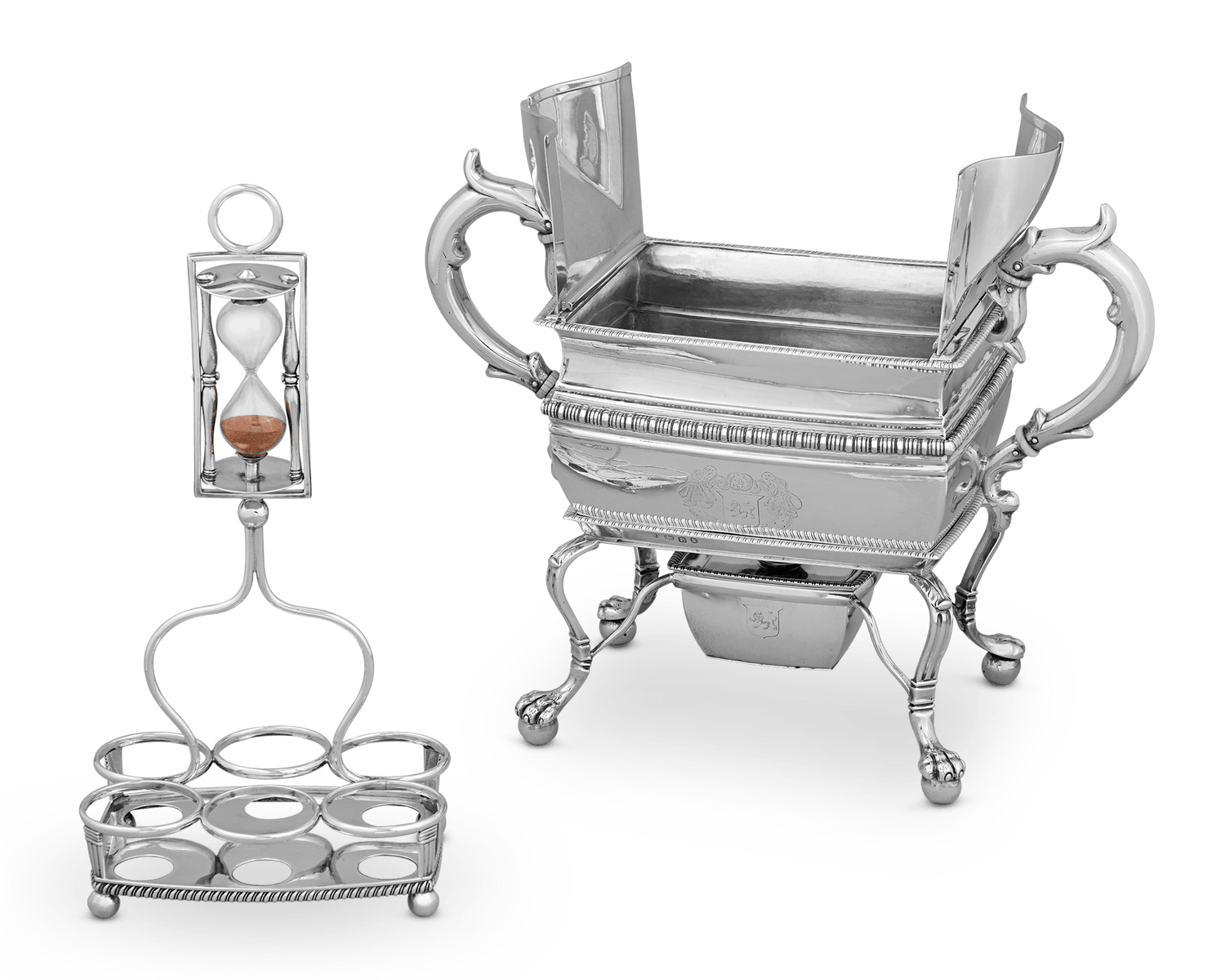 Georgian Silver Egg Coddler with Hourglass by Thomas Radcliffe