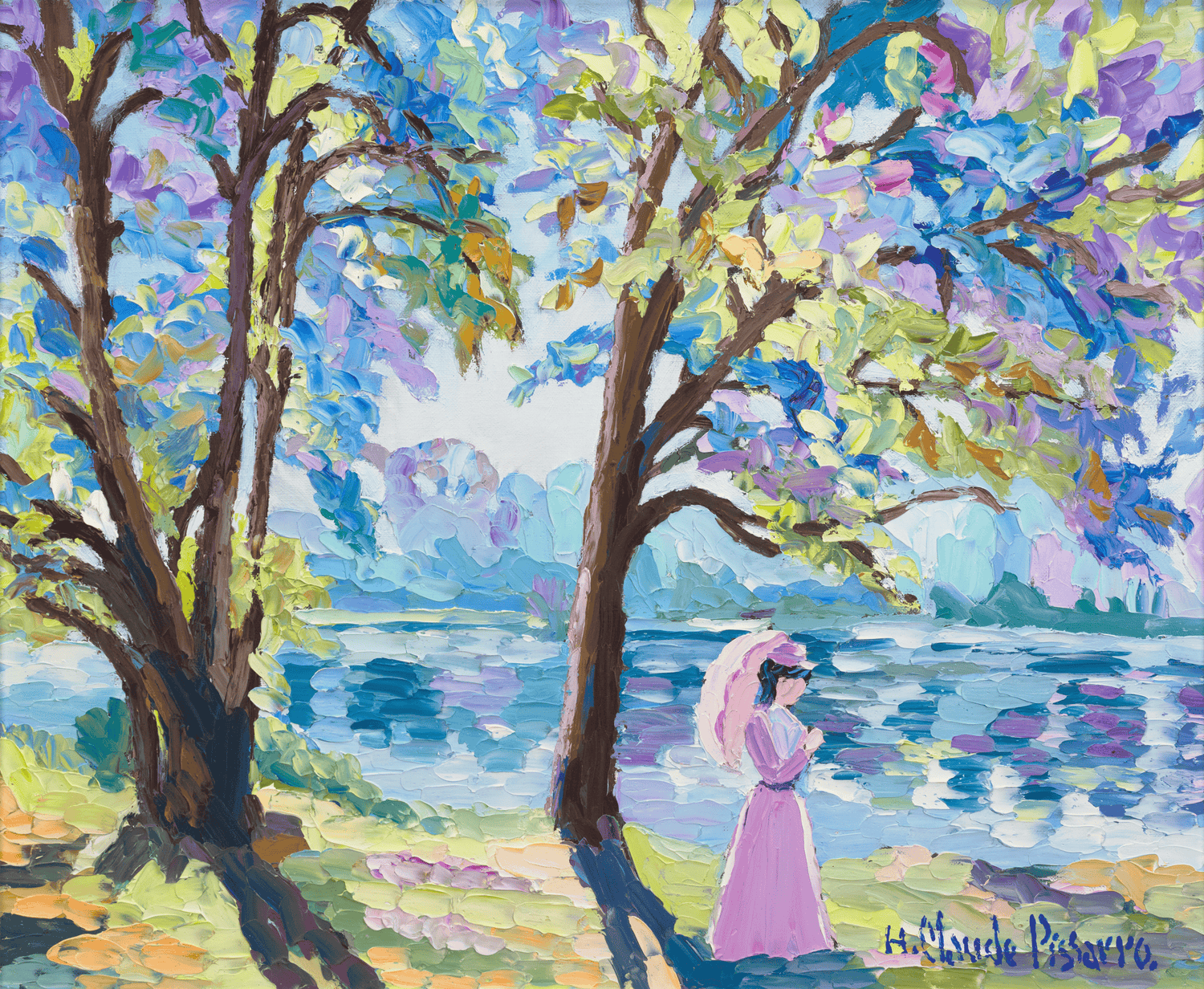 Promenade au bord de la rivière à Bony by H. Claude Pissarro