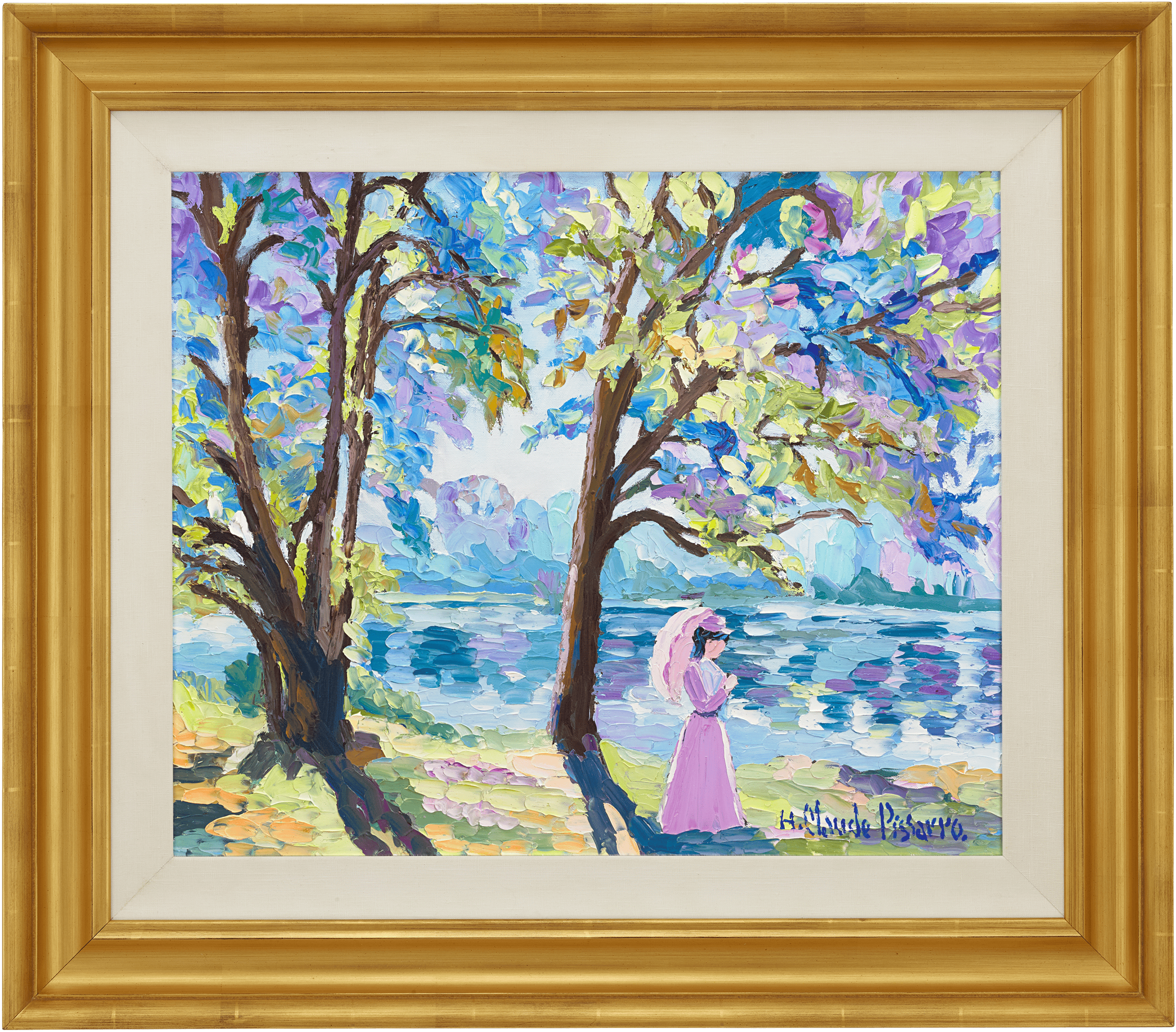 Promenade au bord de la rivière à Bony by H. Claude Pissarro