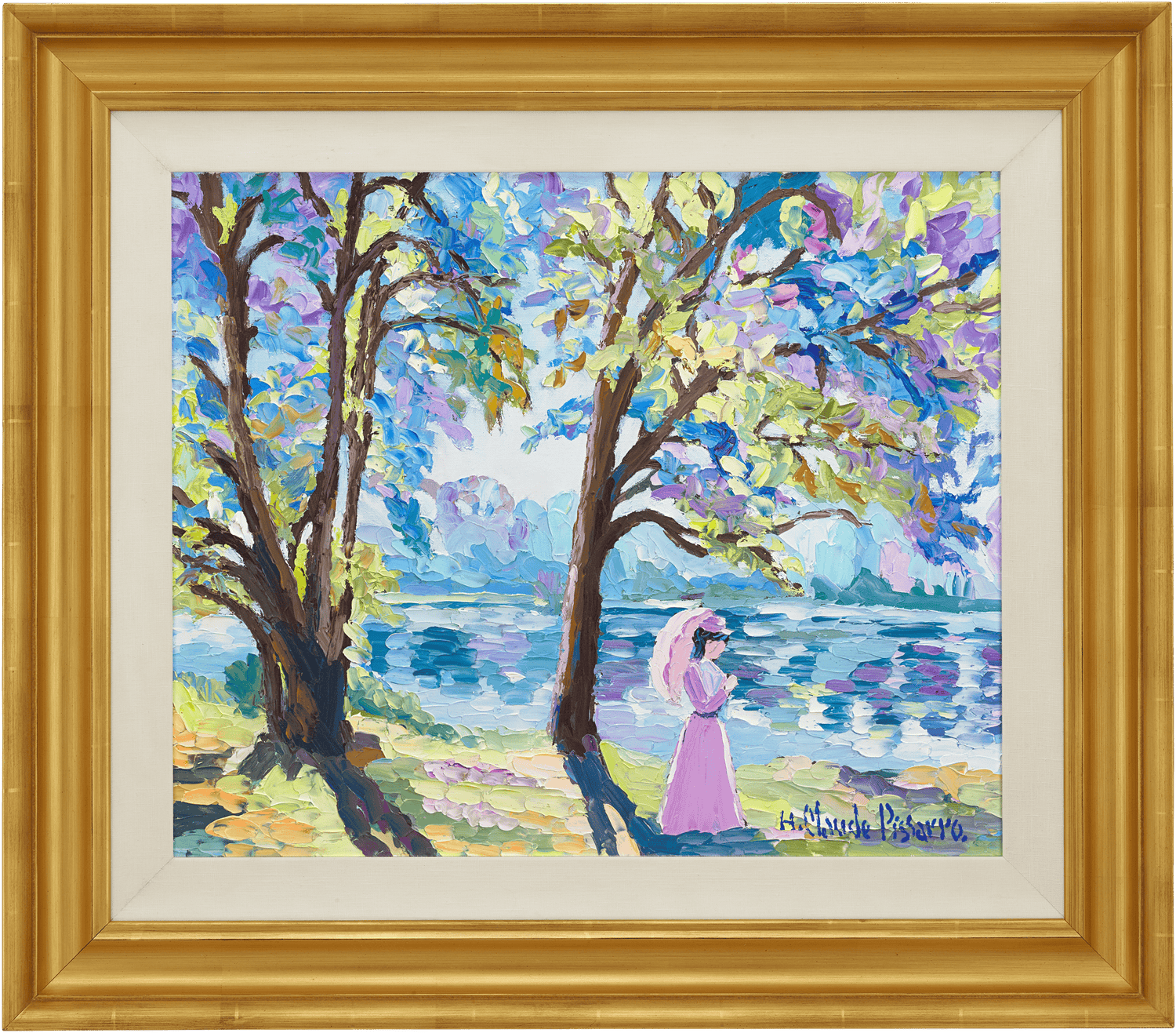 Promenade au bord de la rivière à Bony by H. Claude Pissarro