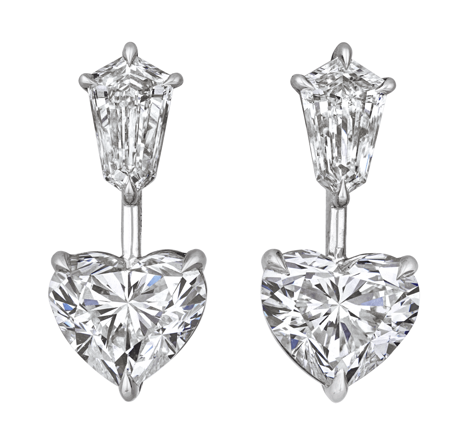 Heart Shaped Diamond Earrings, 4.01 Carats