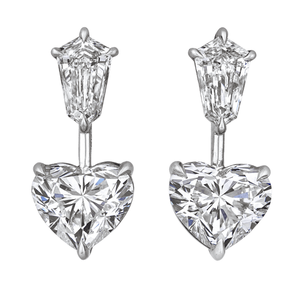Heart Shaped Diamond Earrings, 4.01 Carats