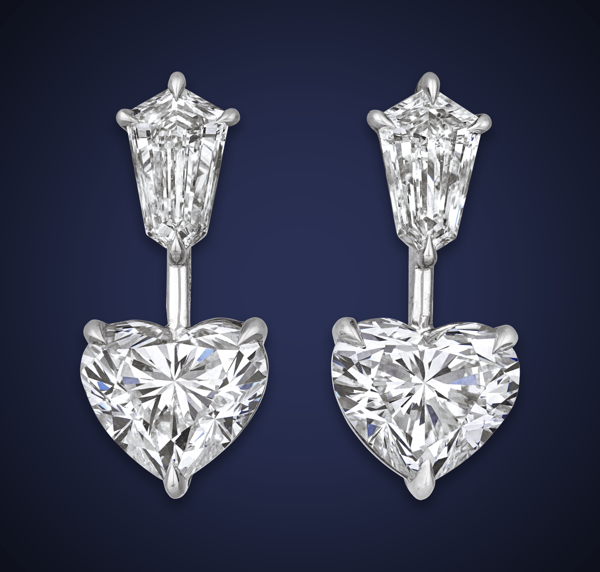 Heart Shaped Diamond Earrings, 4.01 Carats