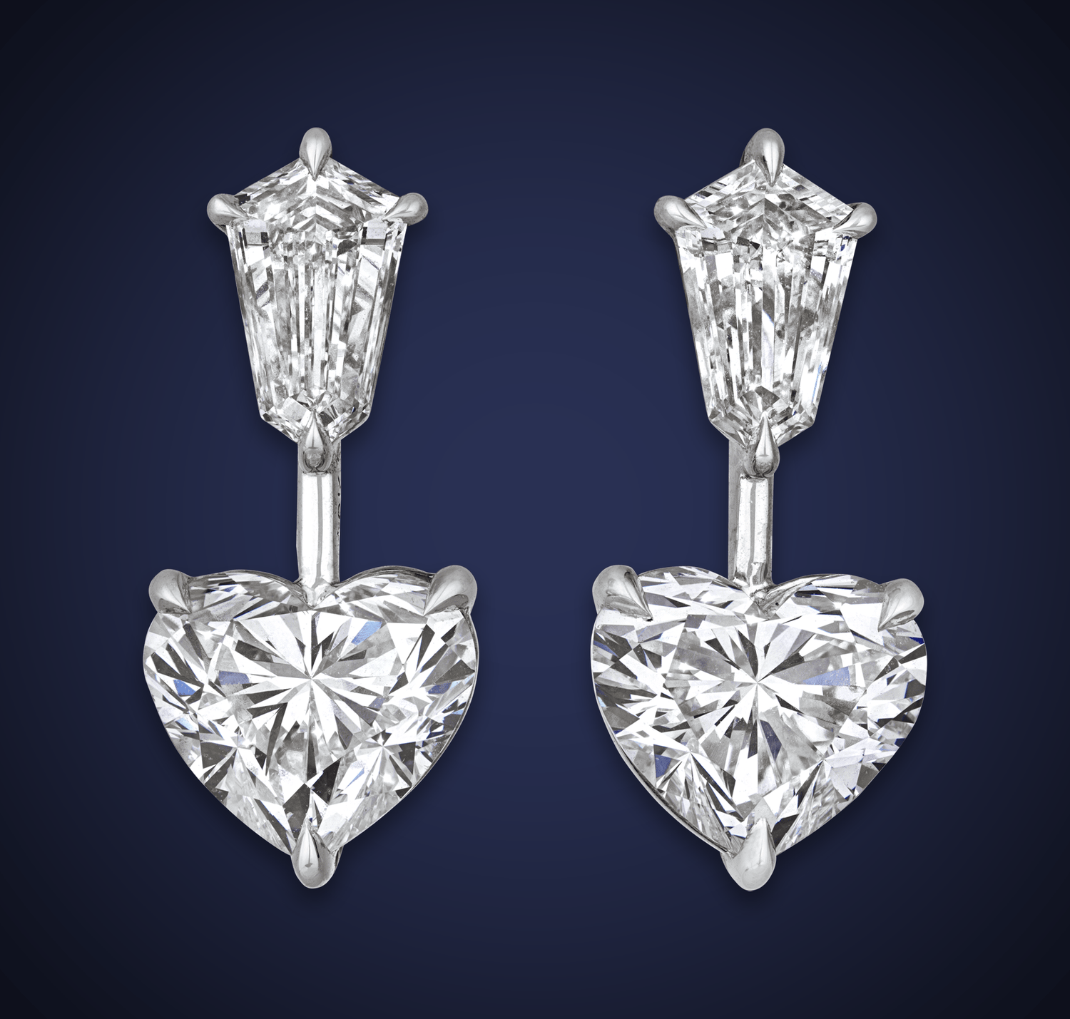 Heart Shaped Diamond Earrings, 4.01 Carats