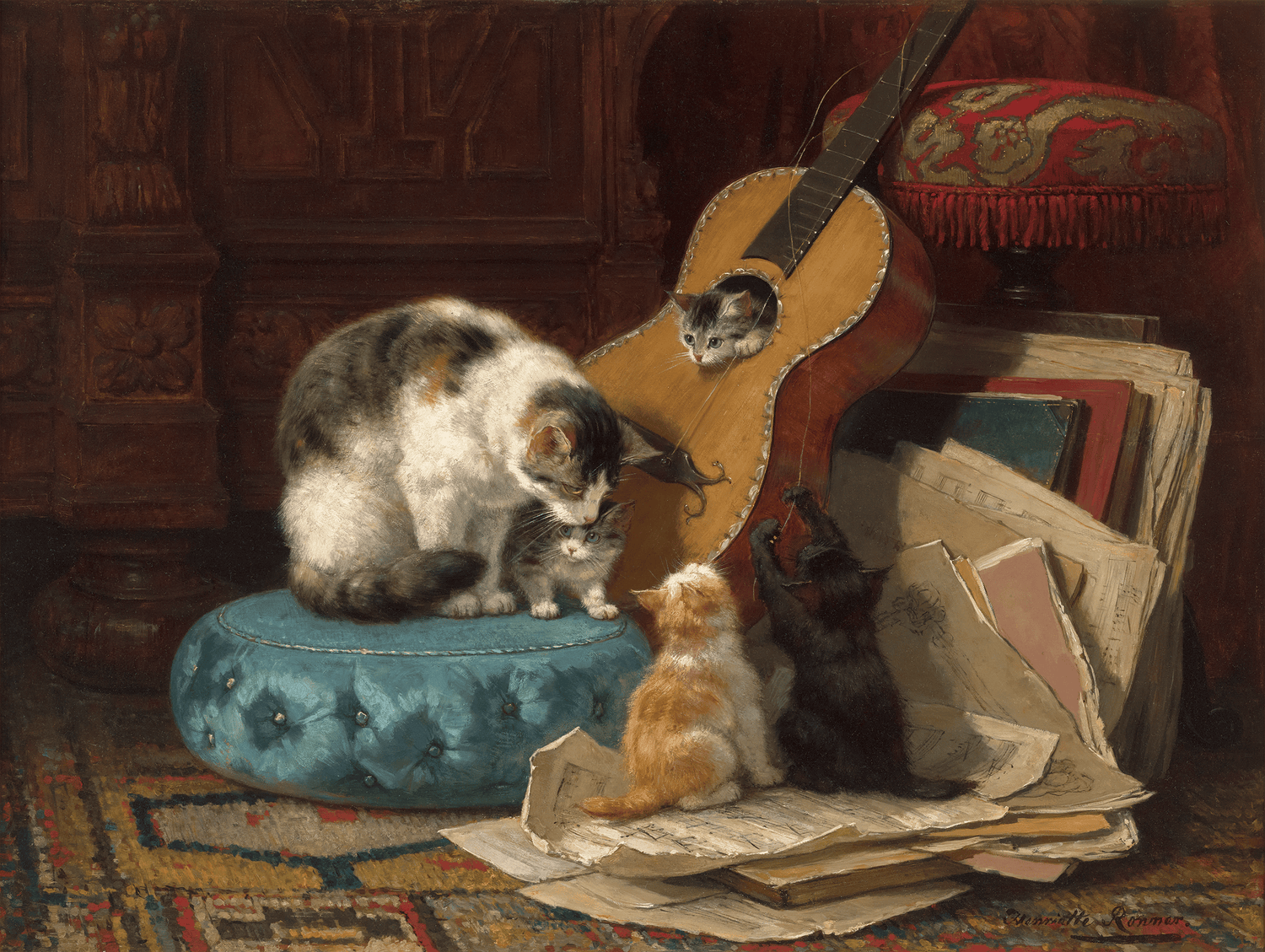 The Guitar Lesson by Henriëtte Ronner-Knip