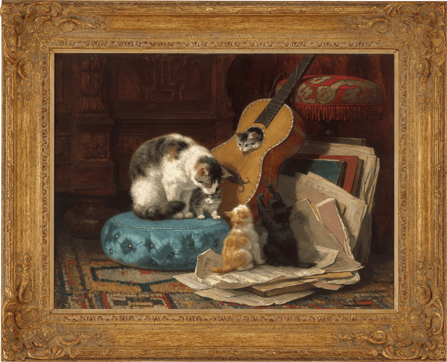 The Guitar Lesson by Henriëtte Ronner-Knip