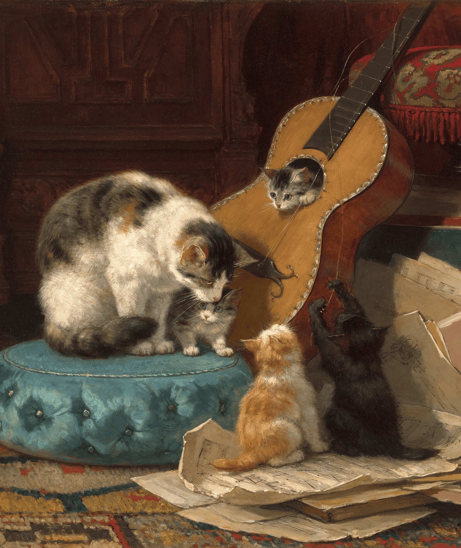 The Guitar Lesson by Henriëtte Ronner-Knip