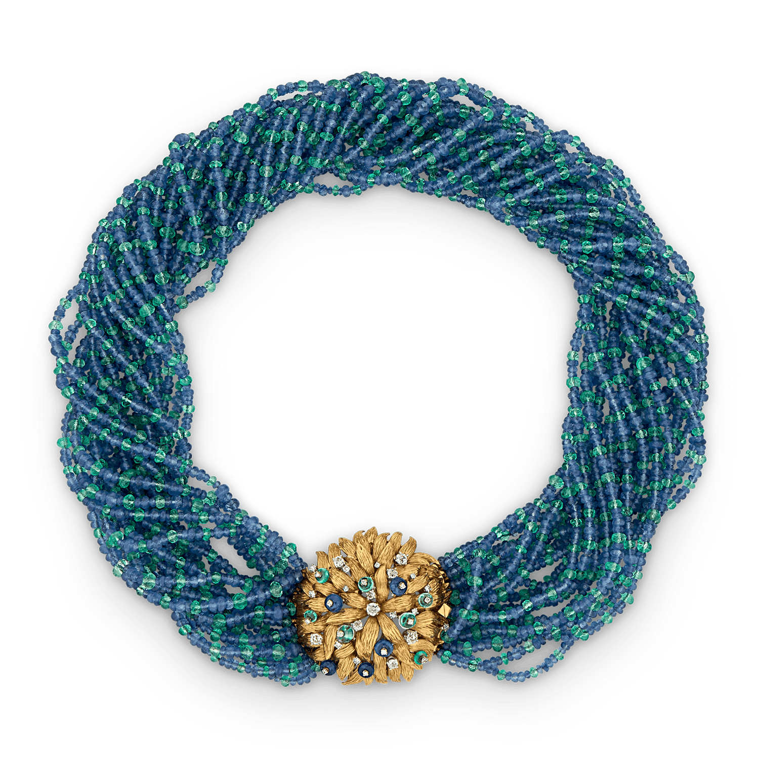 Sapphire and Emerald Twist Necklace, 1,200 Carats