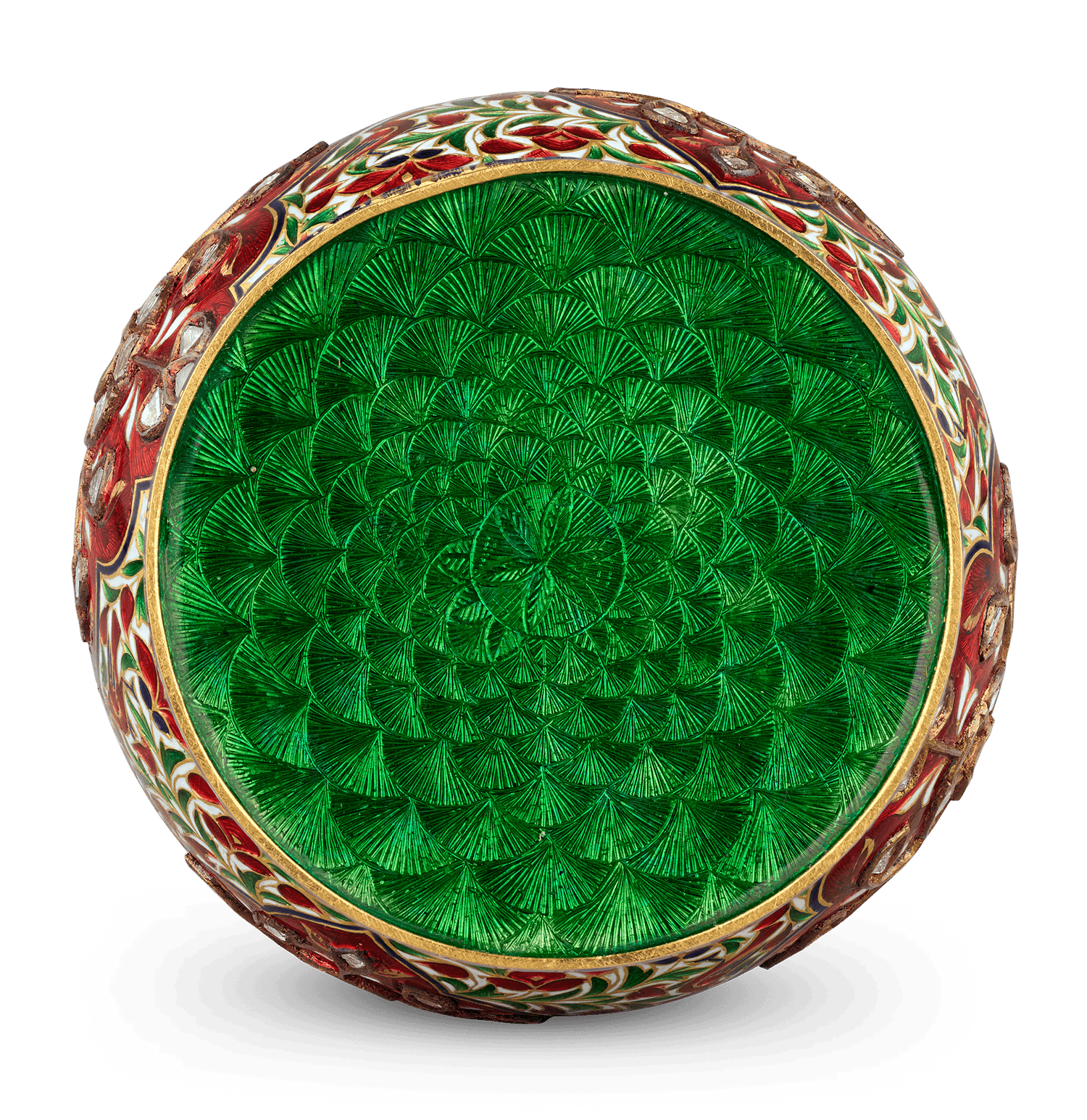 Mughal-Style Enameled Gold Flask