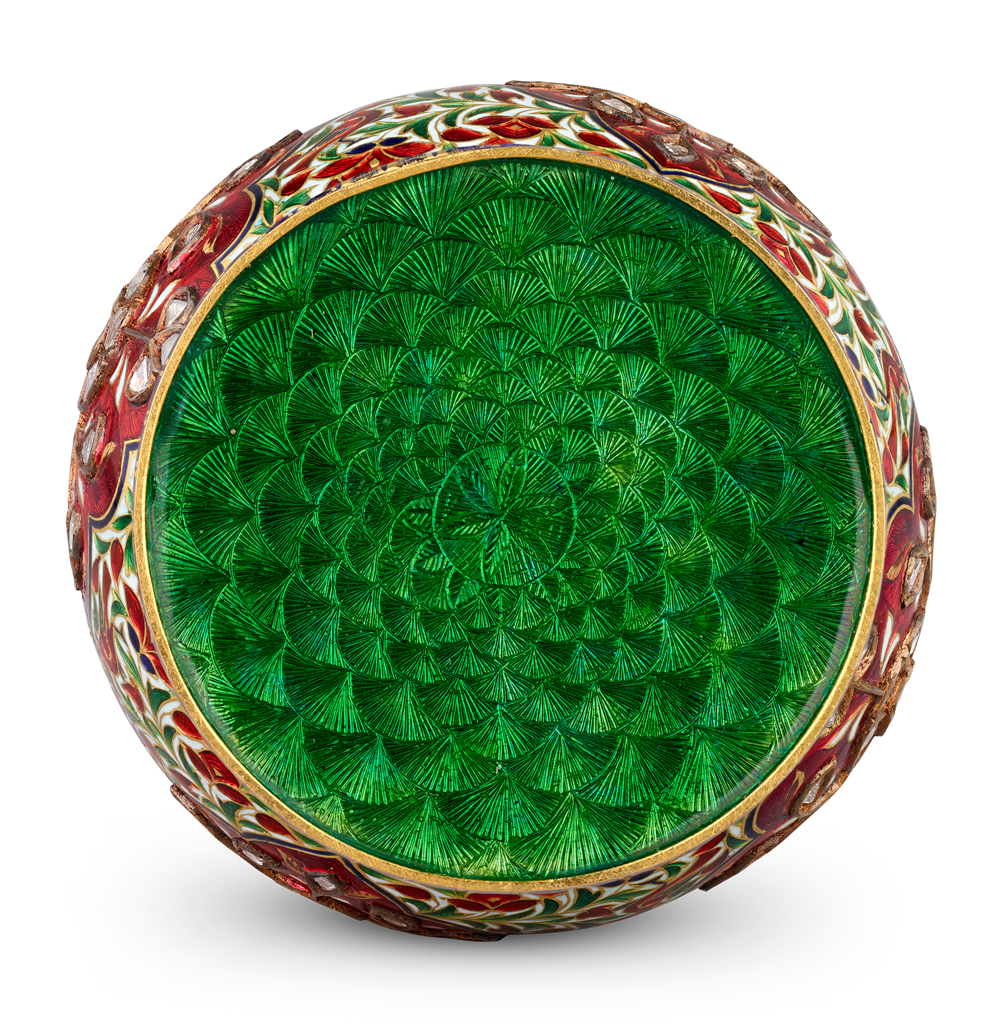 Mughal-Style Enameled Gold Flask