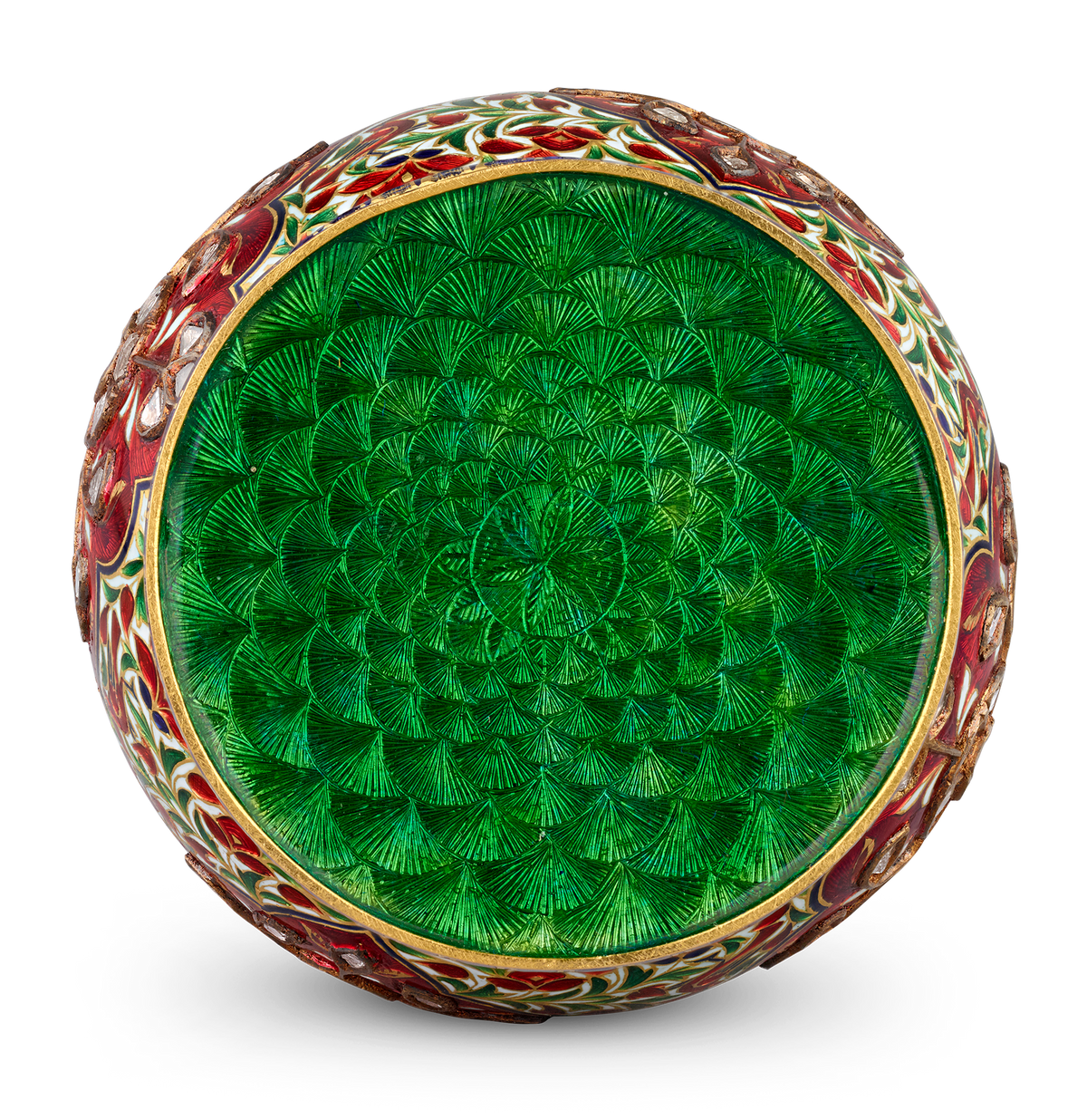 Mughal-Style Enameled Gold Flask