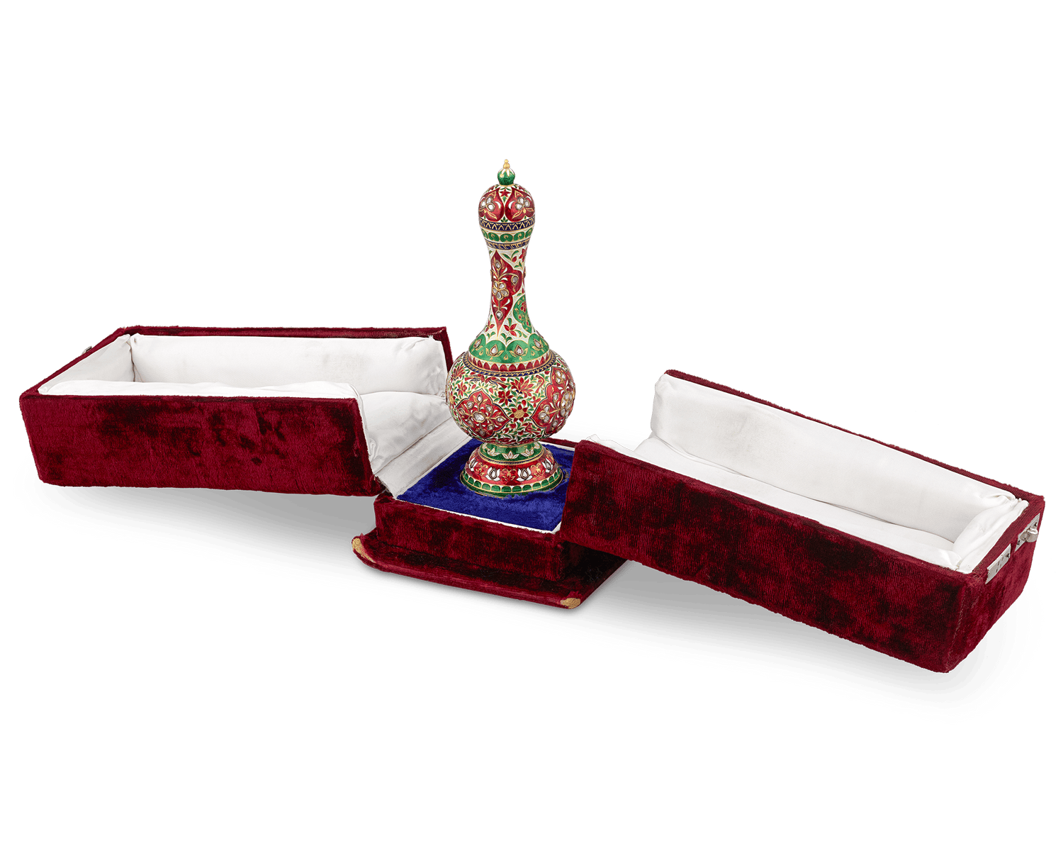 Mughal-Style Enameled Gold Flask