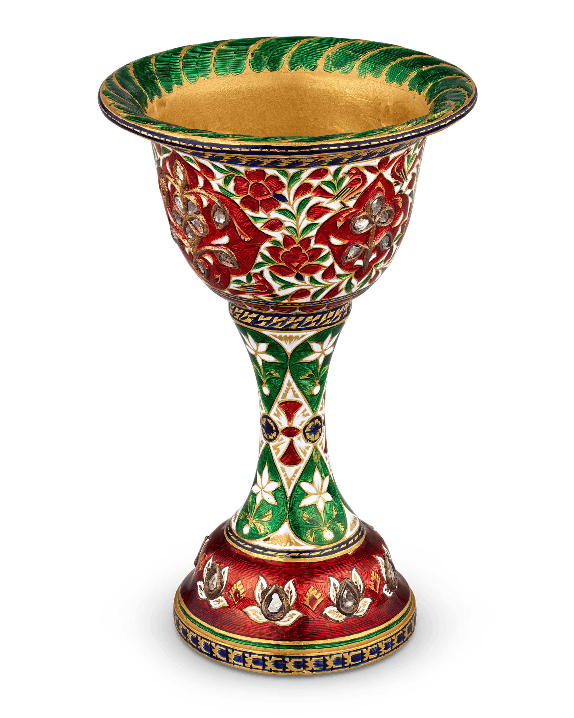 Mughal-Style Enameled Gold Goblets