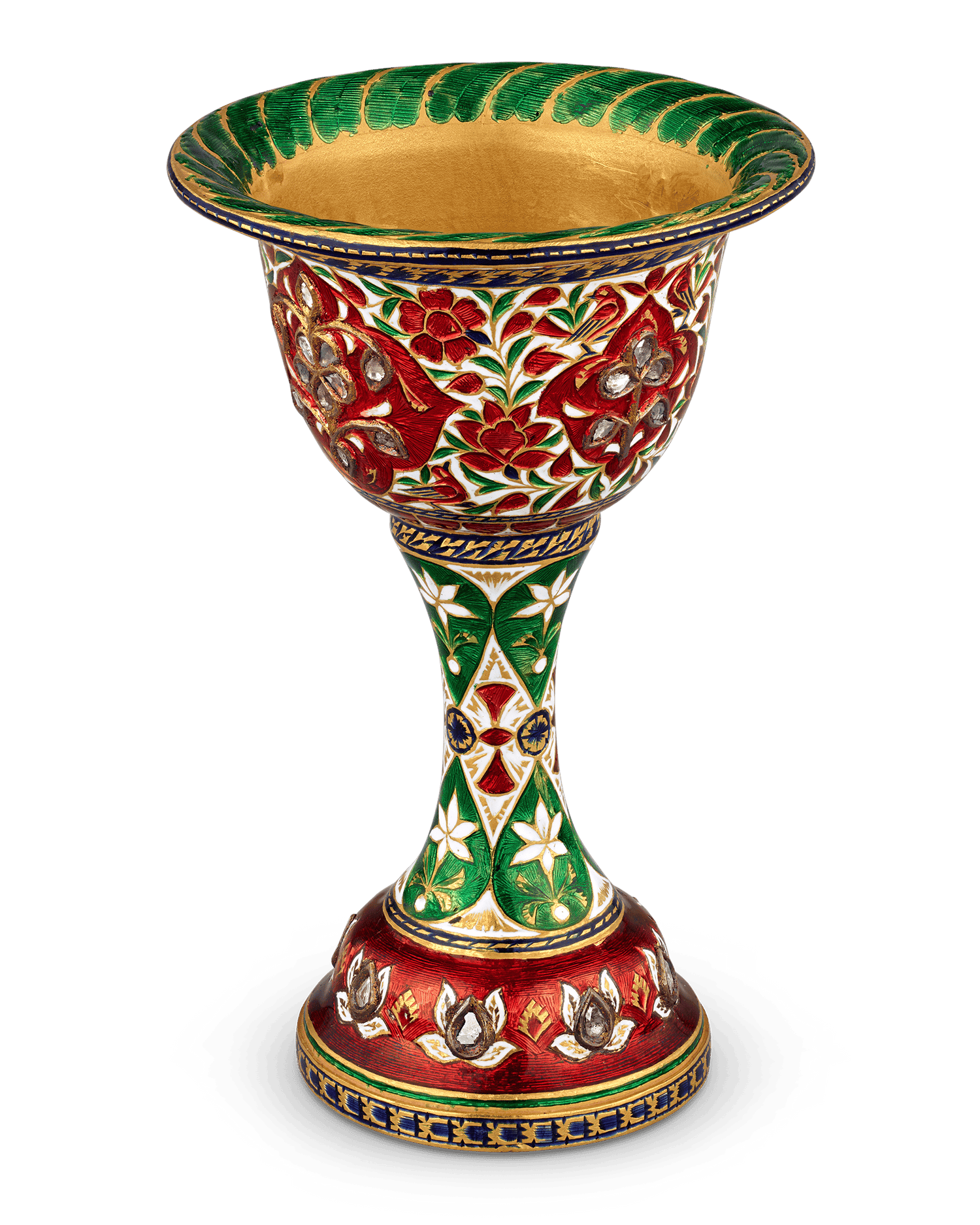 Mughal-Style Enameled Gold Goblets