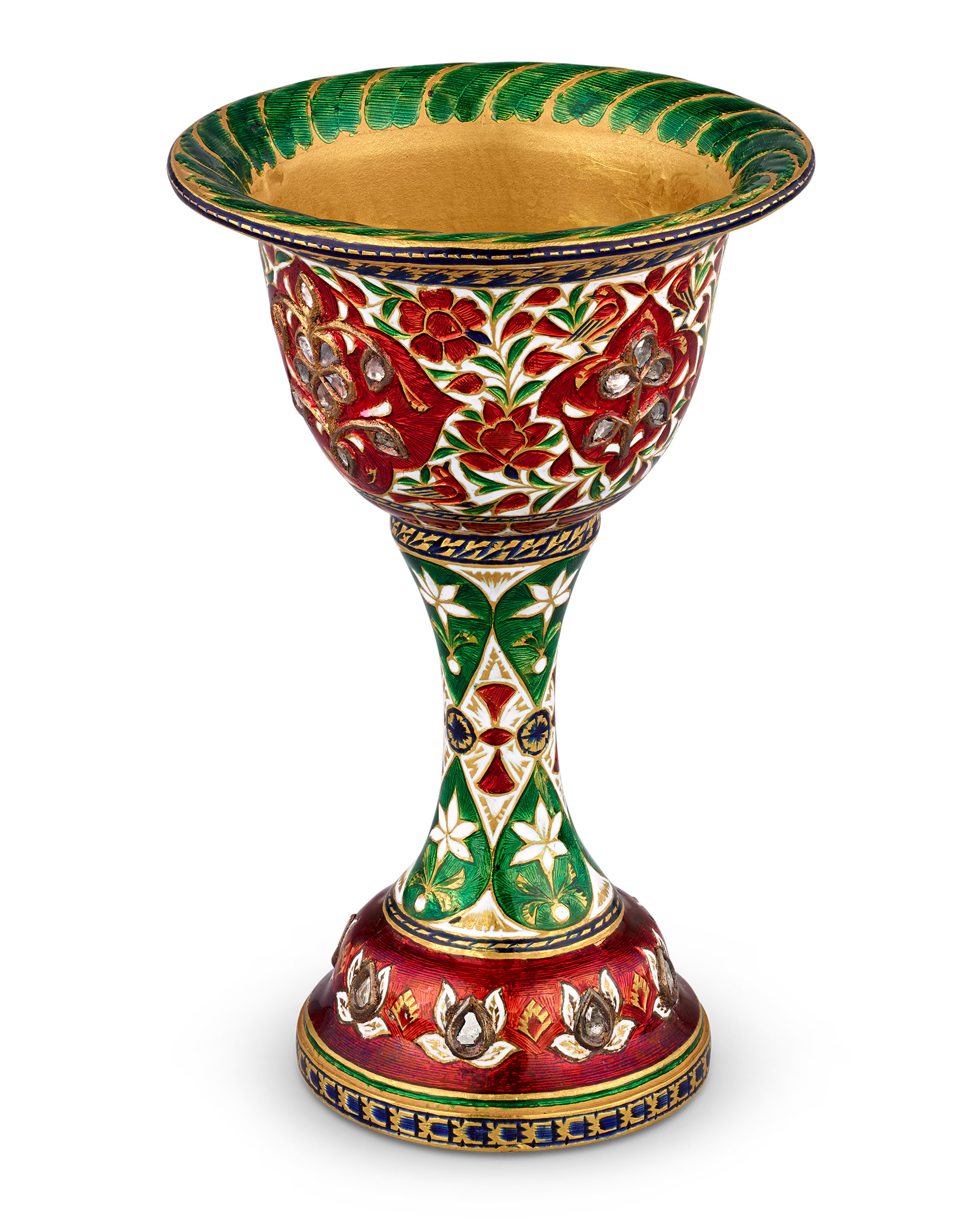 Mughal-Style Enameled Gold Goblets