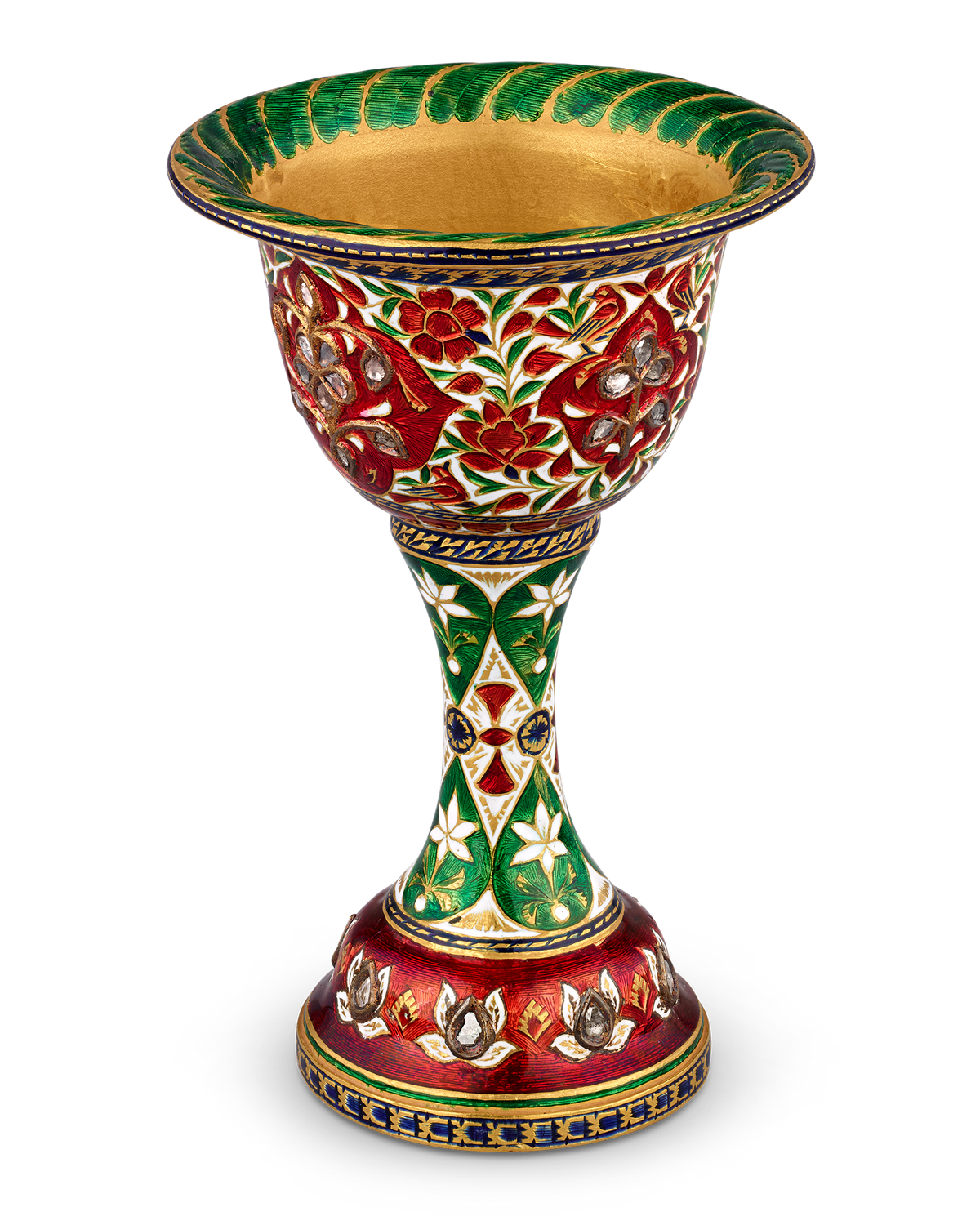 Mughal-Style Enameled Gold Goblets