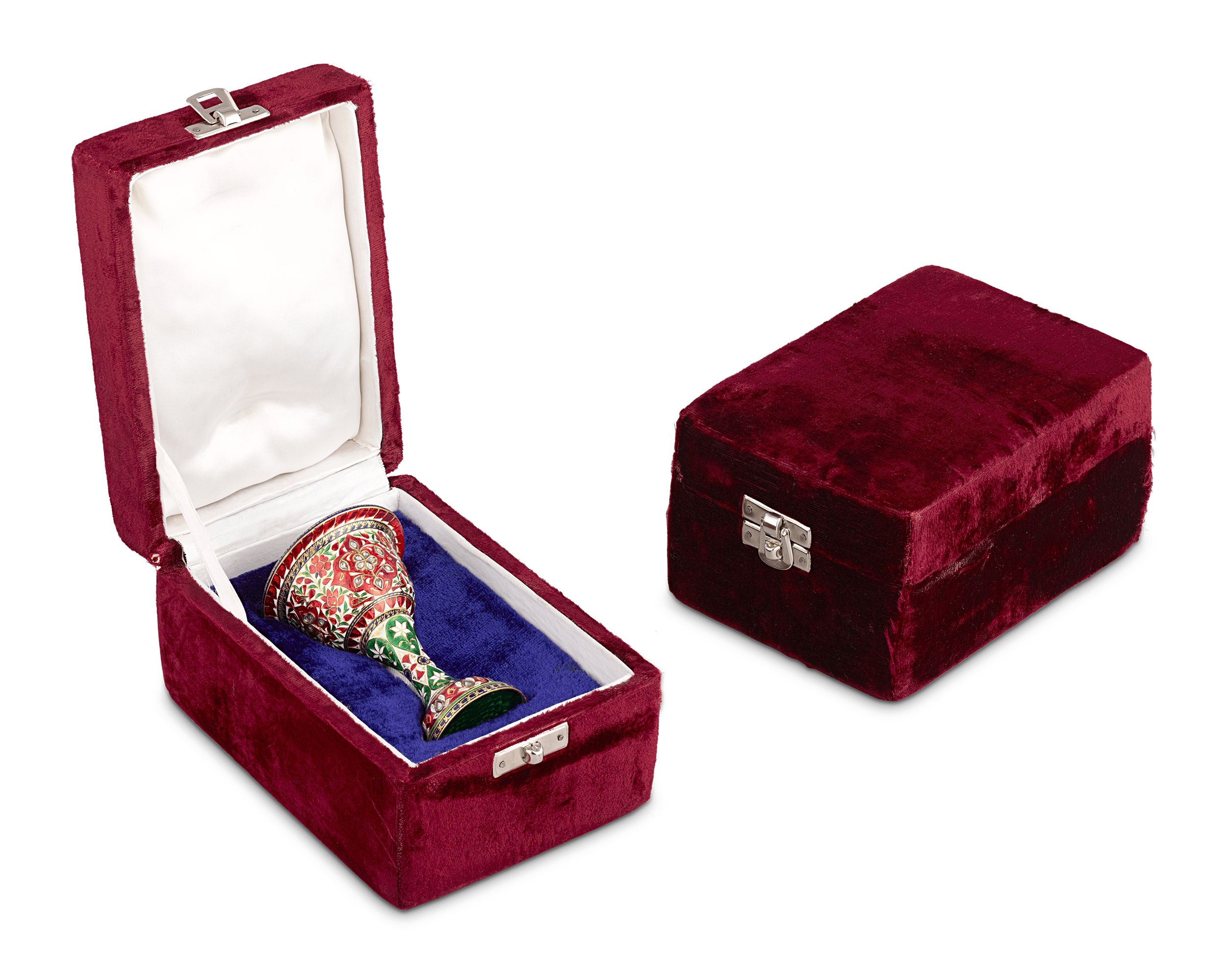 Mughal-Style Enameled Gold Goblets