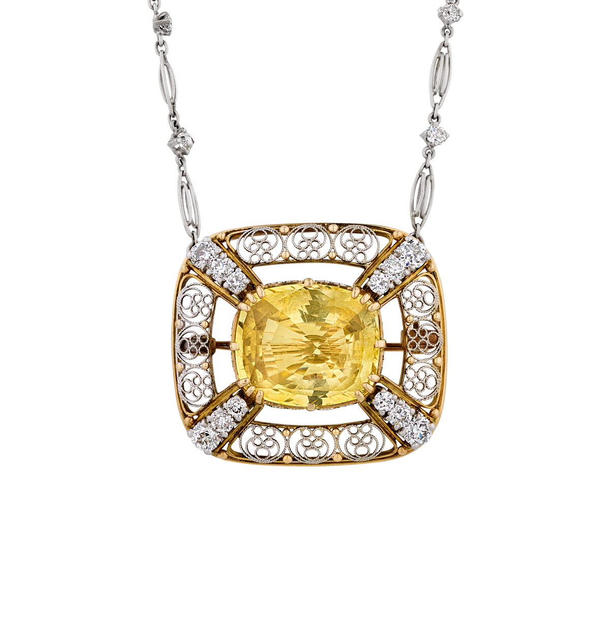 Louis Comfort Tiffany Ceylon Sapphire Necklace, 14.52 Carats