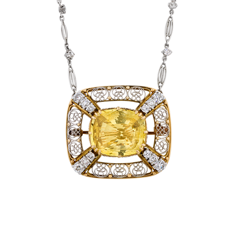 Louis Comfort Tiffany Ceylon Sapphire Necklace, 14.52 Carats