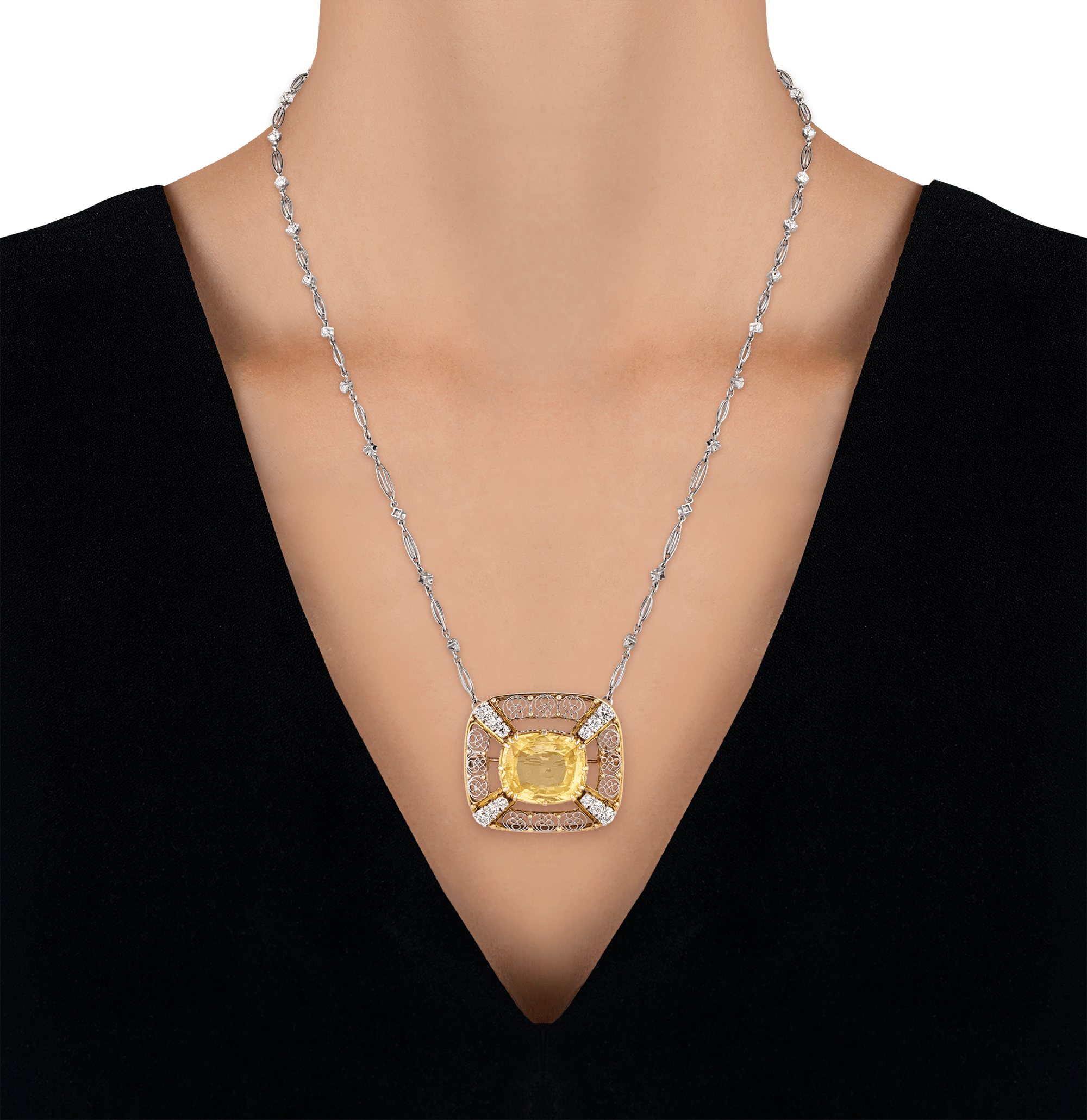 Louis Comfort Tiffany Ceylon Sapphire Necklace, 14.52 Carats