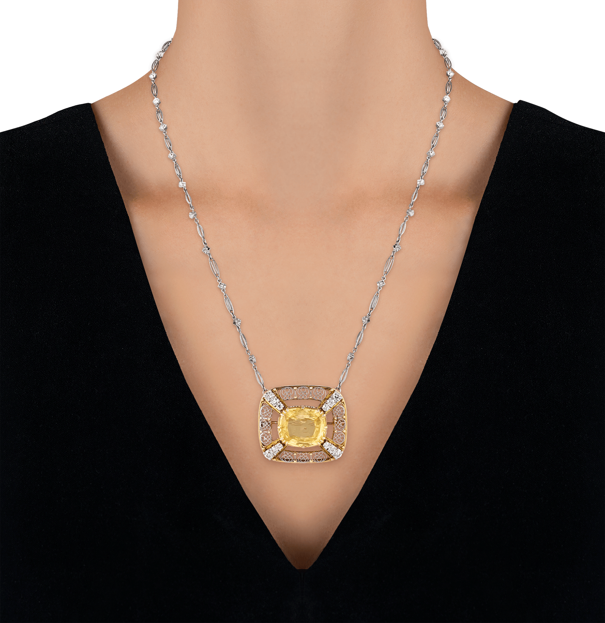 Louis Comfort Tiffany Ceylon Sapphire Necklace, 14.52 Carats