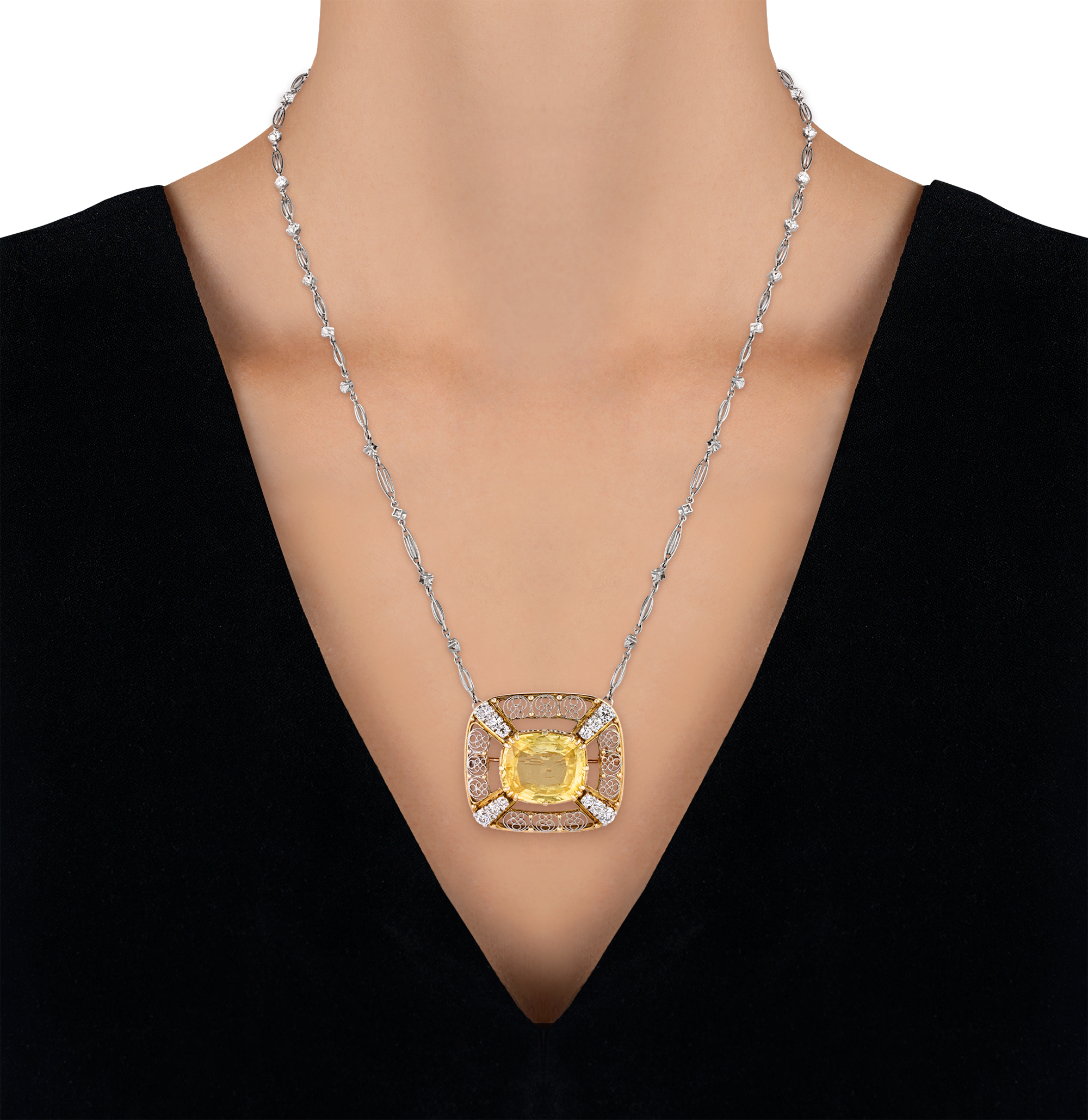 Louis Comfort Tiffany Ceylon Sapphire Necklace, 14.52 Carats