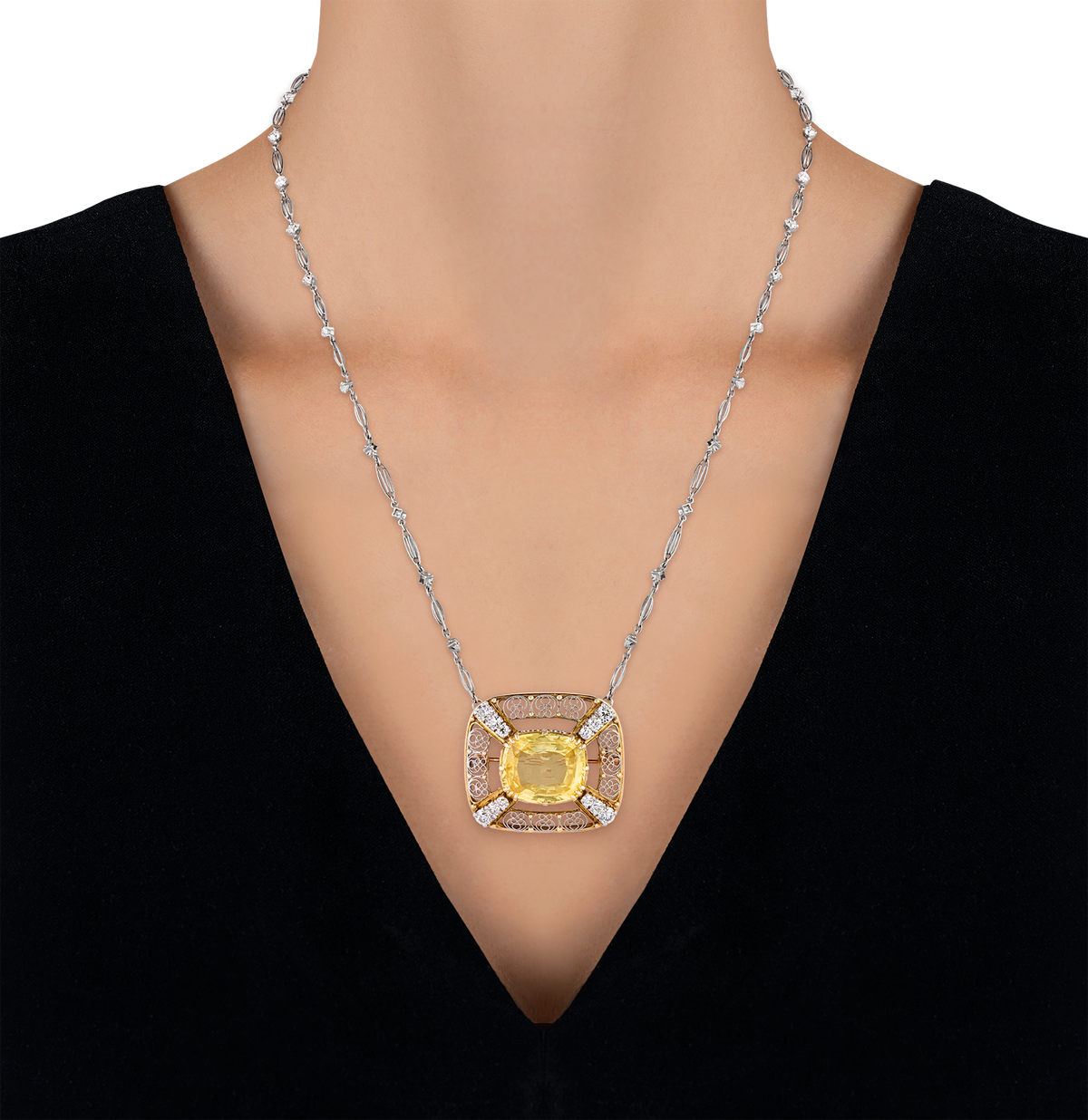 Louis Comfort Tiffany Ceylon Sapphire Necklace, 14.52 Carats