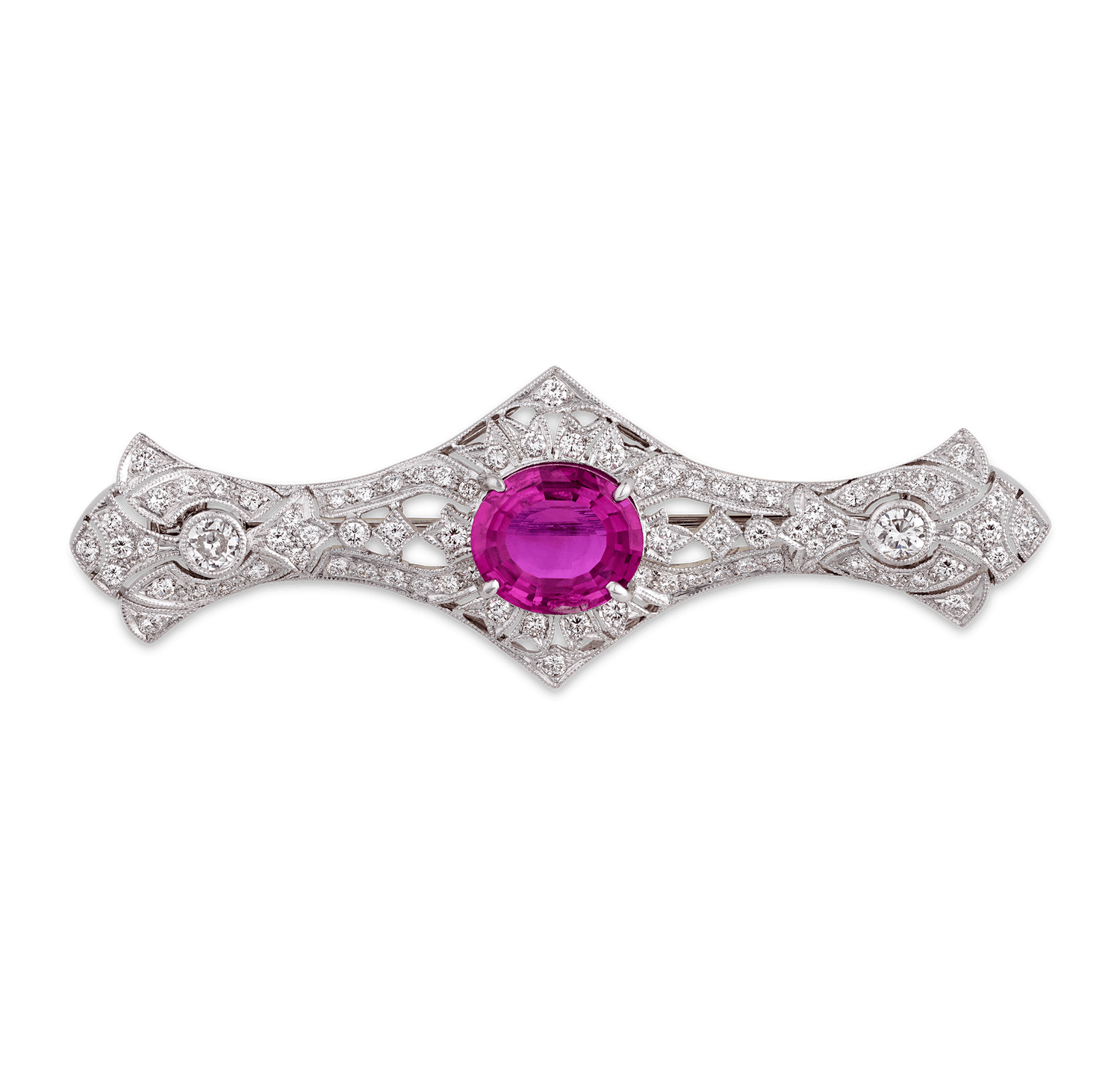 Burma Pink Sapphire Brooch, Untreated, 4.06 Carats