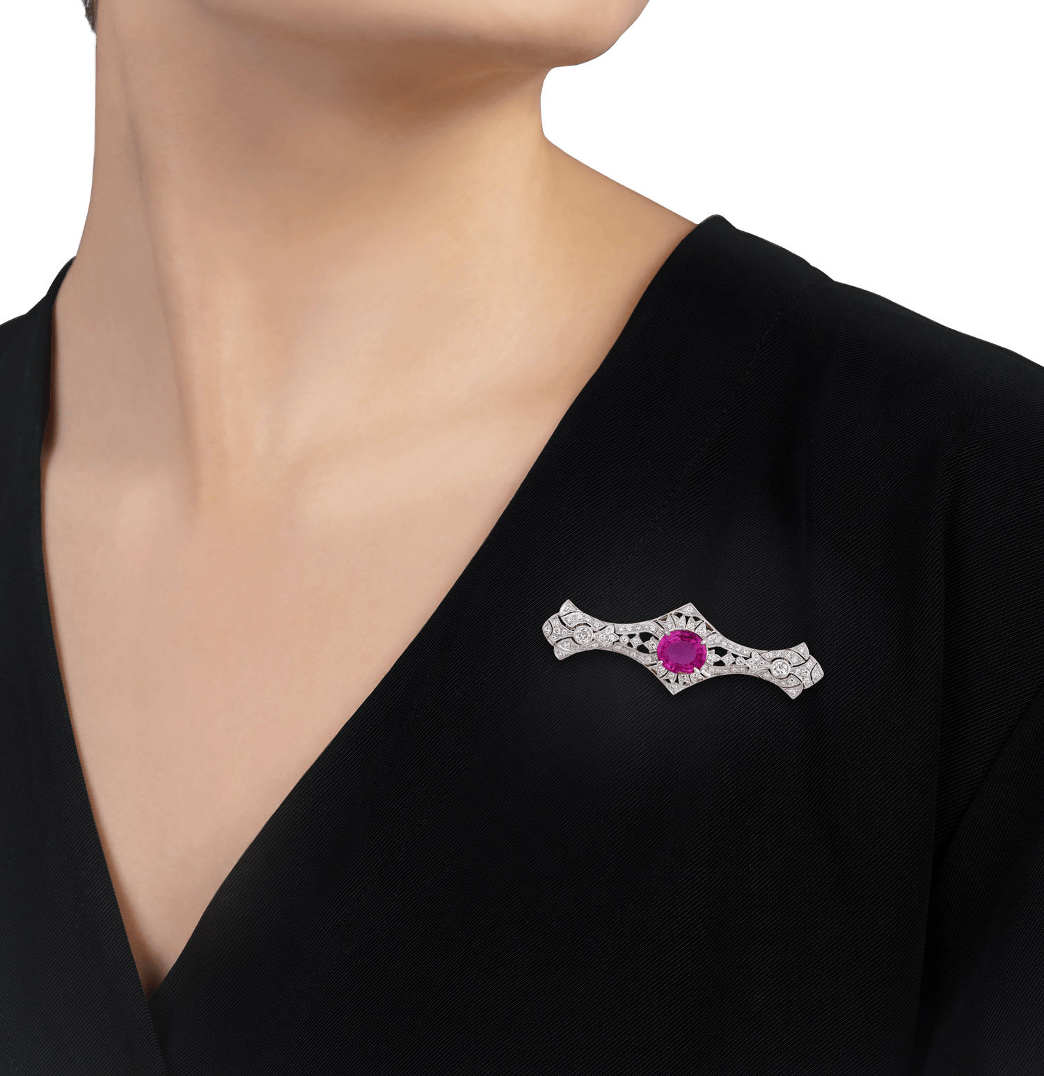 Burma Pink Sapphire Brooch, Untreated, 4.06 Carats