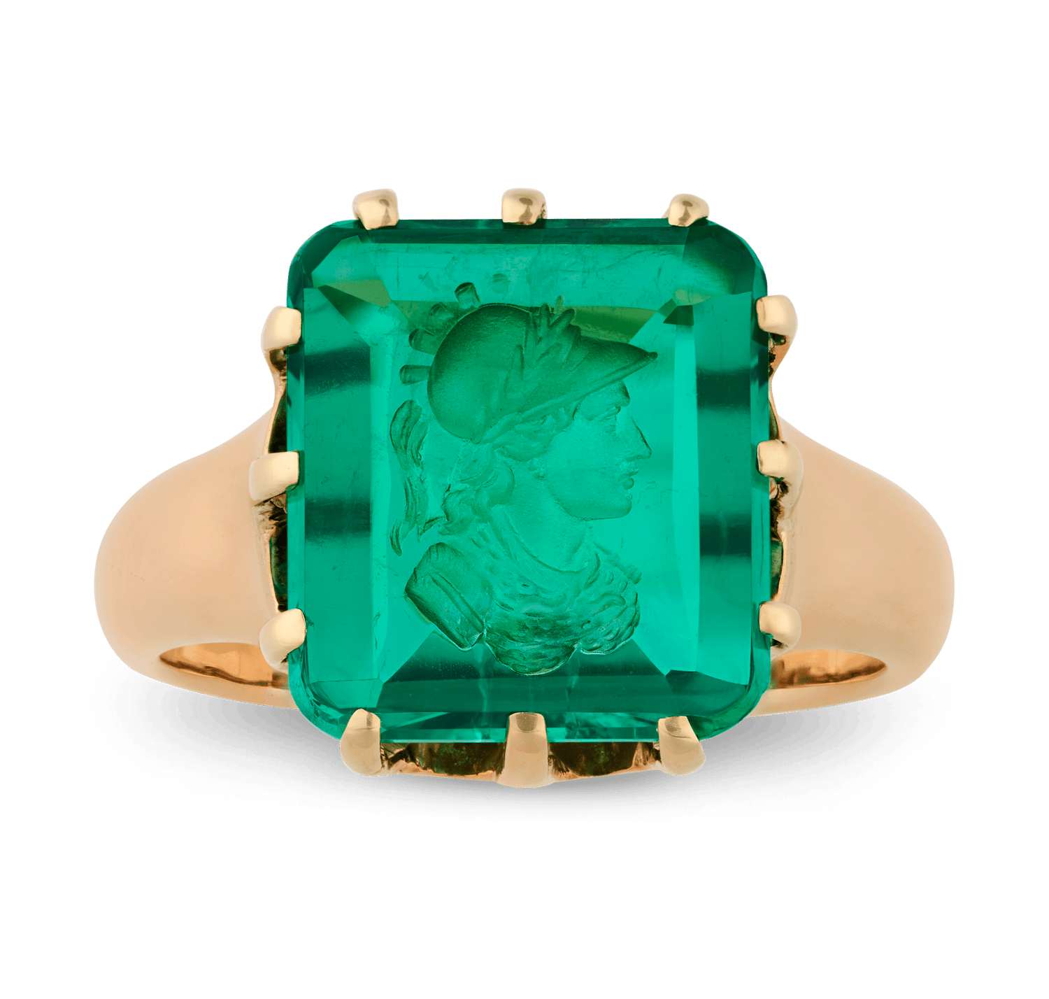 Victorian Colombian Emerald Intaglio Ring, 5.70 Carats