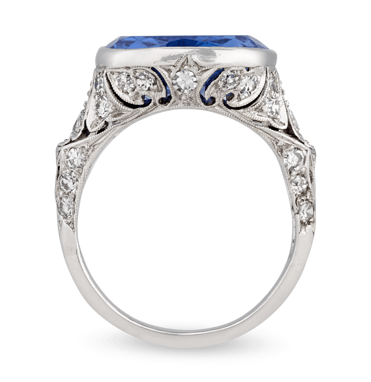 Art Deco Intaglio Untreated Ceylon Sapphire Ring, 11.48 Carats