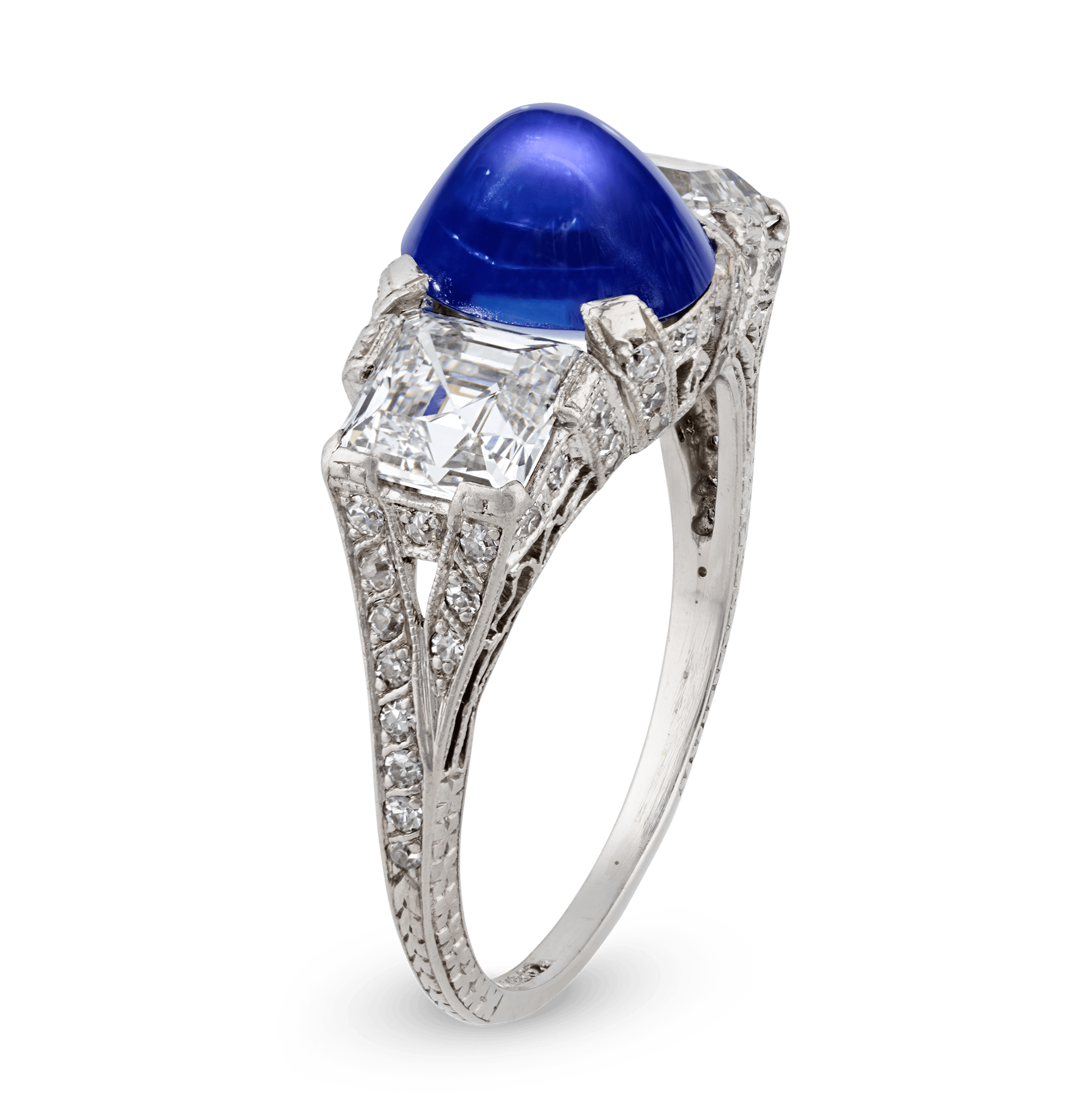 Tiffany & Co. Art Deco Untreated Kashmir Sapphire Ring, 3.26 Carats