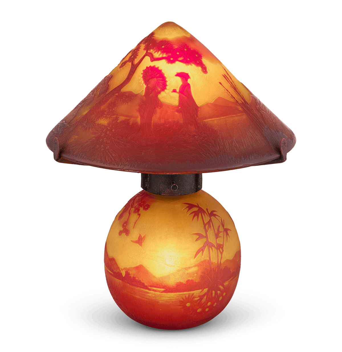 Muller Frères Landscape Cameo Glass Table Lamp